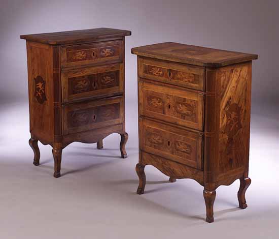 A pair of 19th century walnut dwarf commodes
