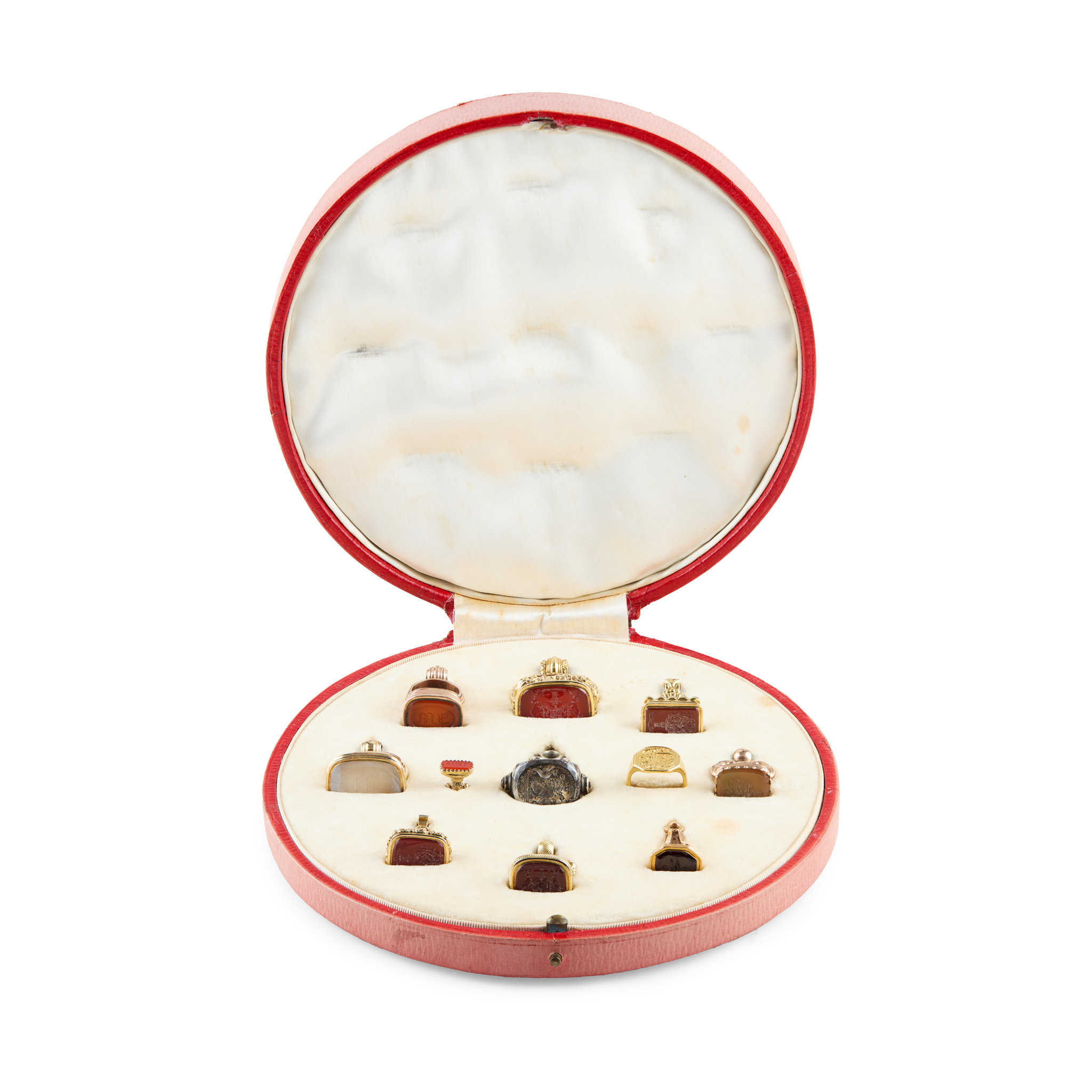 CASED COLLECTION OF BRITISH ARMORIAL FOB SEALS