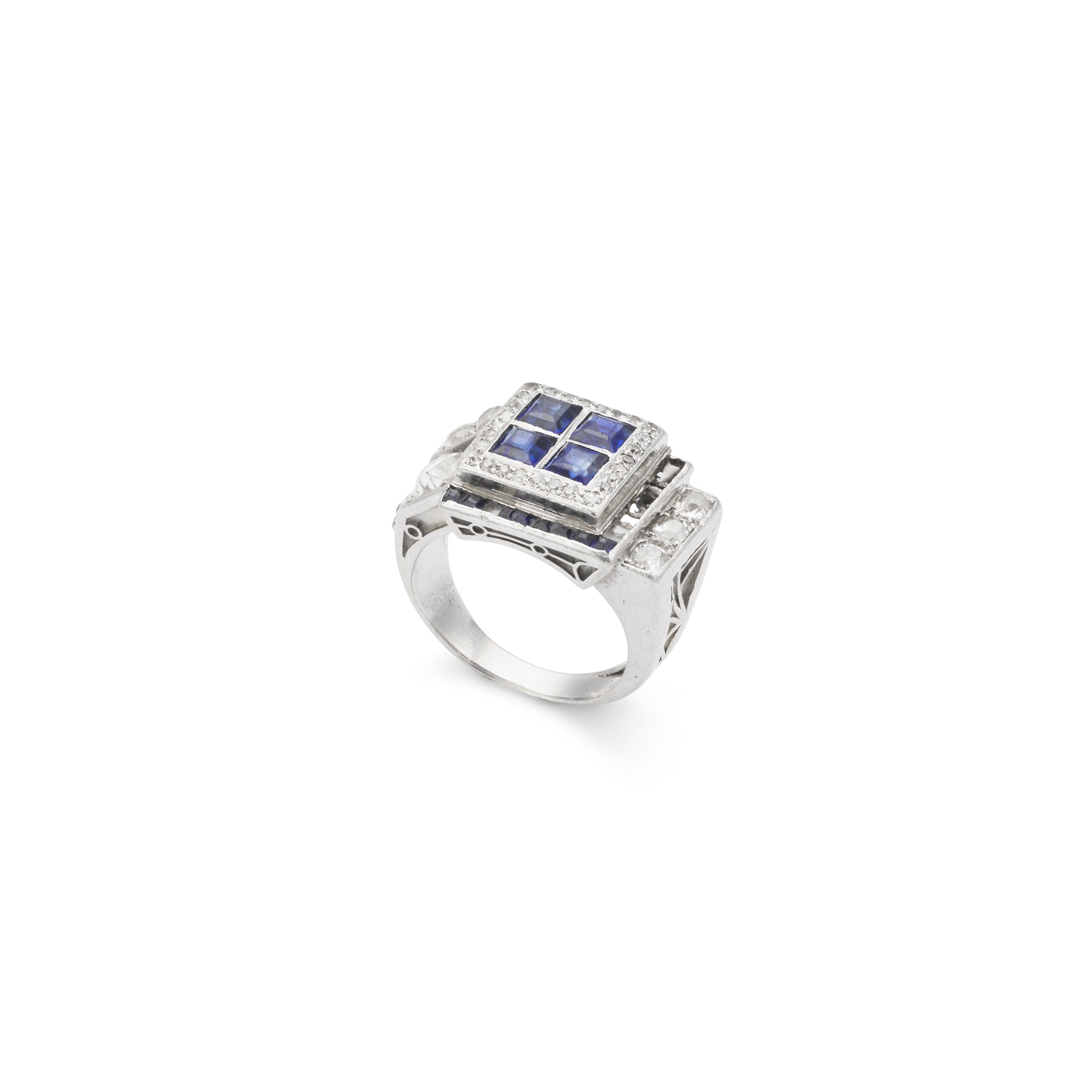 A sapphire and diamond dress ring