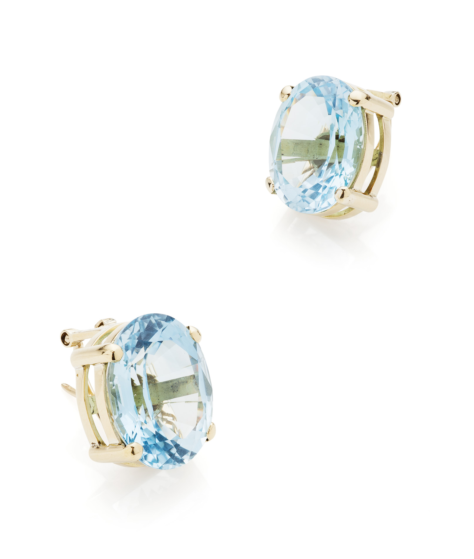 A pair of aquamarine ear clips