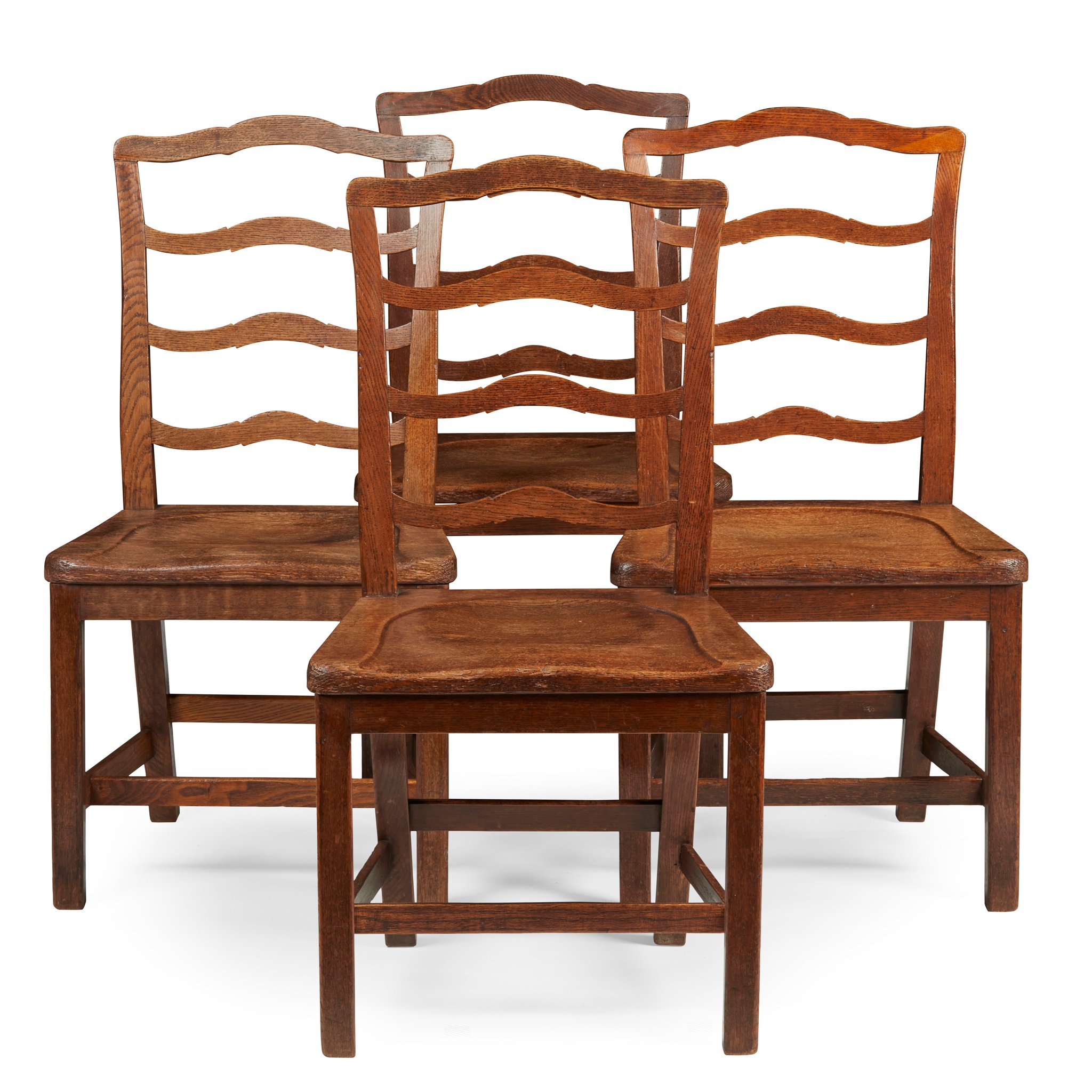 SET OF FOUR PROVINCIAL OAK LADDERBACK CHAIRS