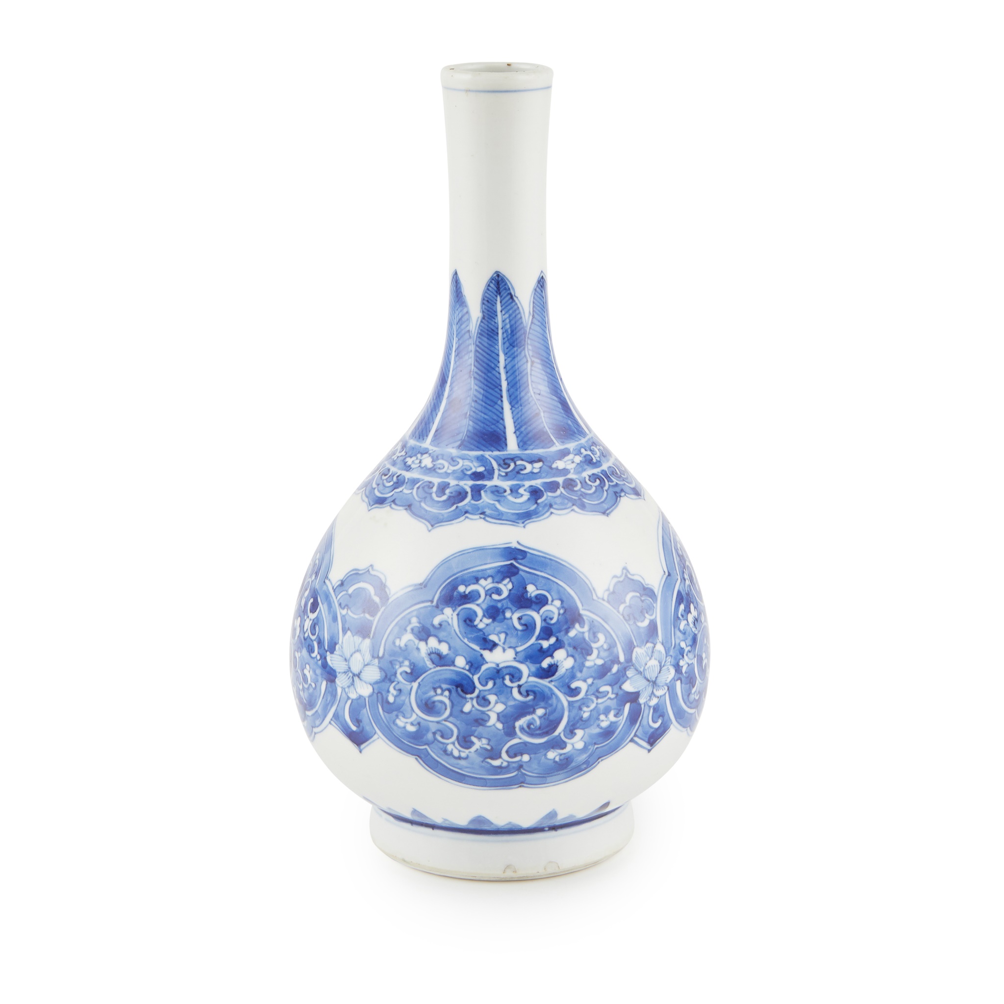 BLUE AND WHITE BOTTLE VASE