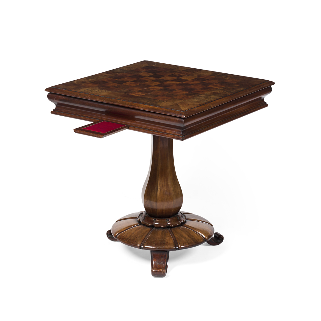 VICTORIAN MAHOGANY, ROSEWOOD AND SATIN BIRCH GAMES TABLE
