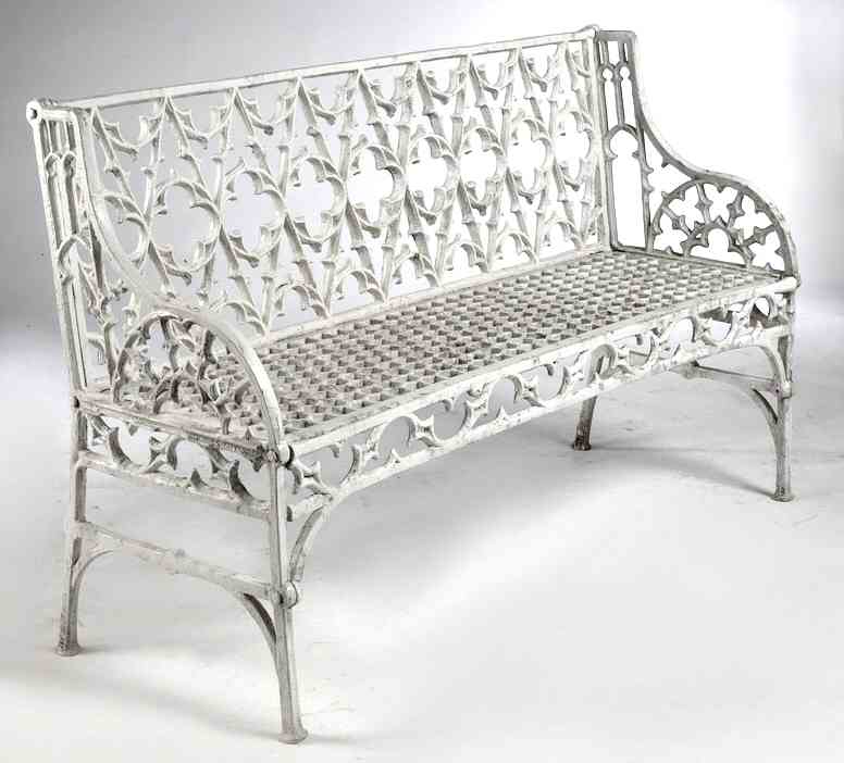 A 19th century French Gothic Revival cast iron garden bench
