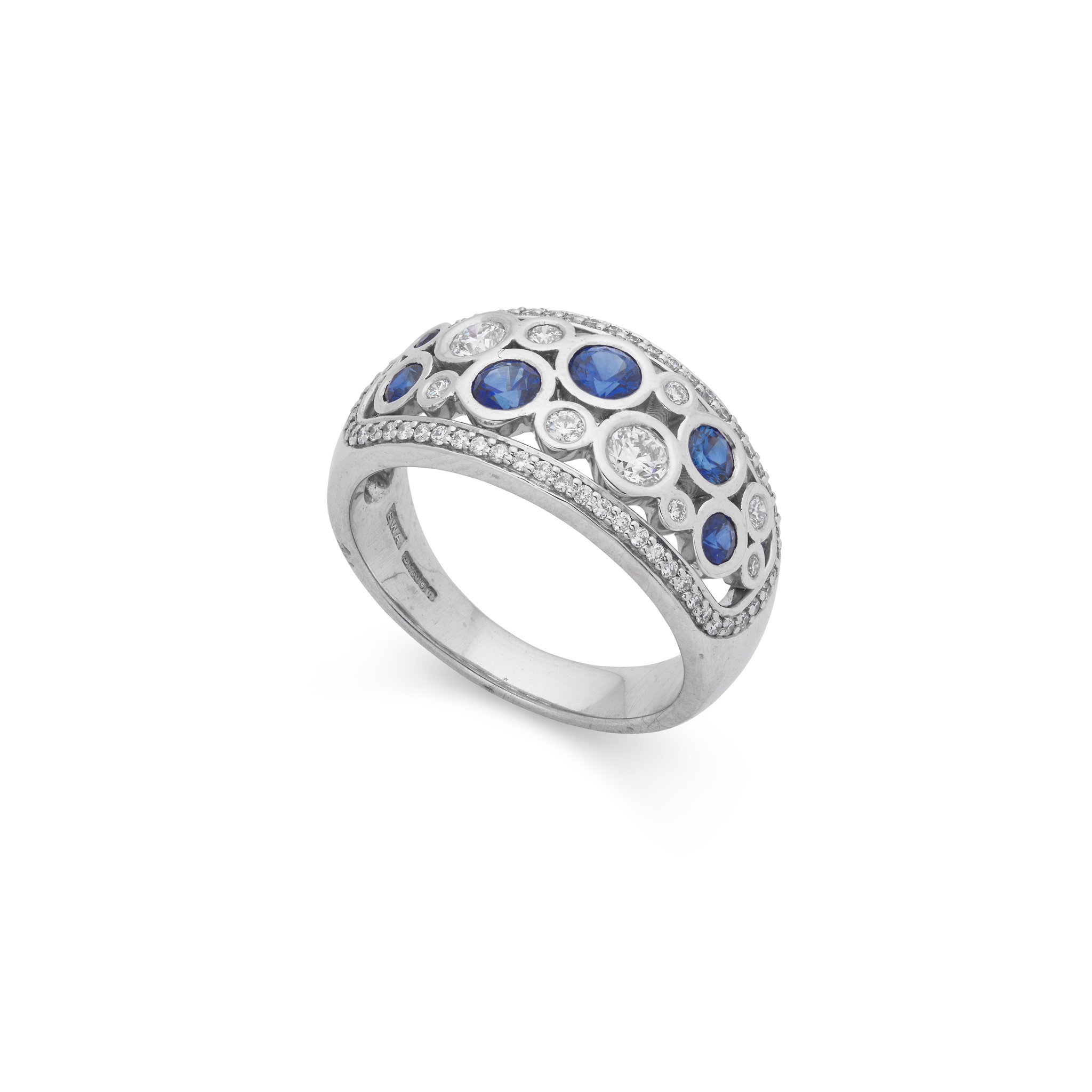 An 18ct white gold sapphire and diamond dress ring