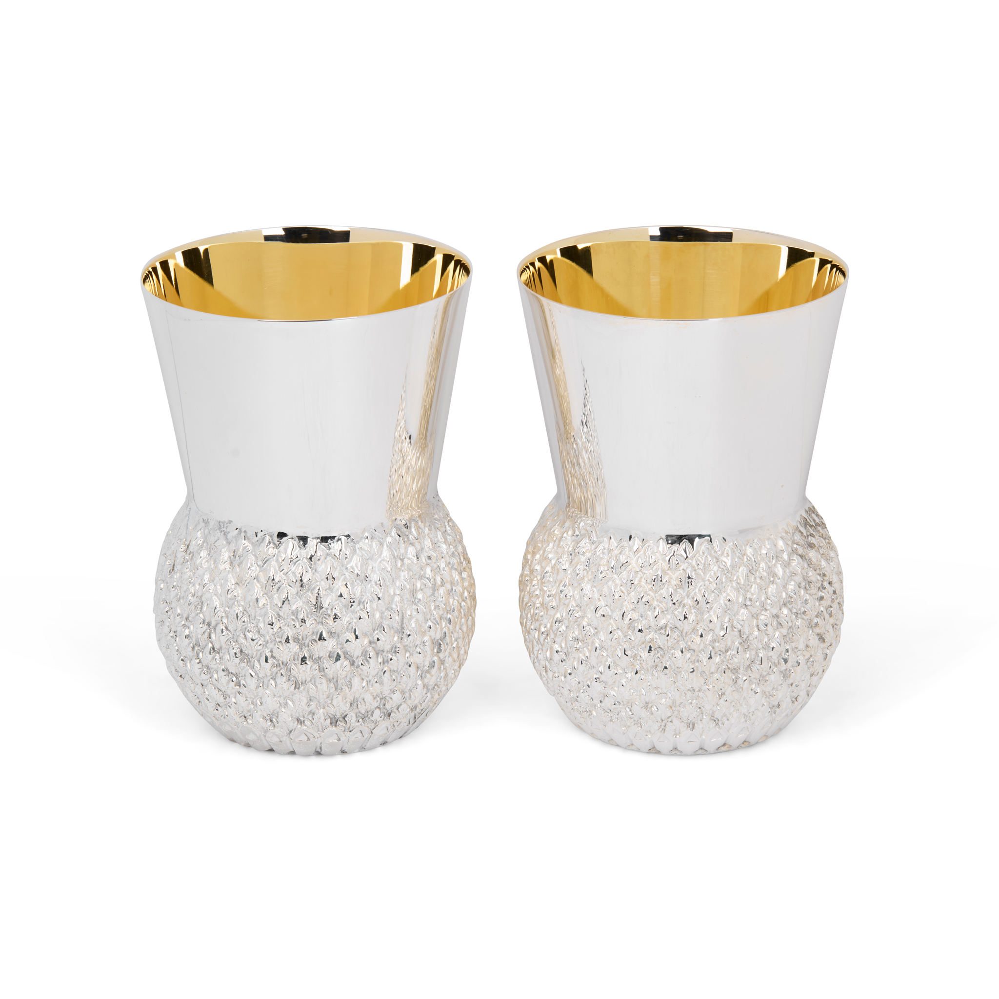 PAIR OF CONTEMPORARY SILVER THISTLE GOBLETS
