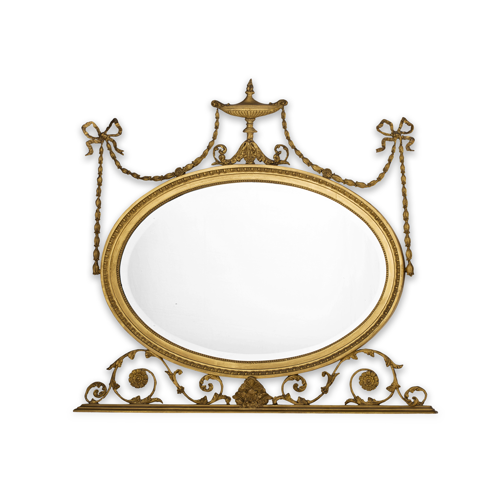 GEORGE III STYLE GILTWOOD AND GESSO OVERMANTEL MIRROR
