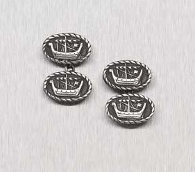 IONA - A pair of Alexander Ritchie silver galleon cufflinks,