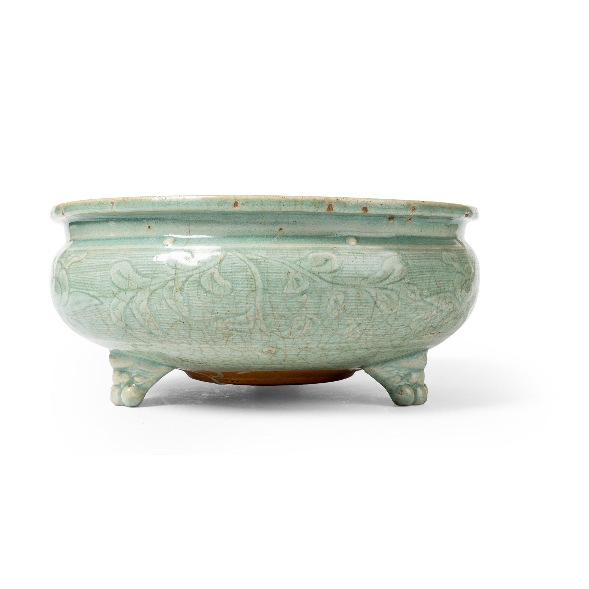CHINESE LONGQUAN CELADON-GLAZED TRIPOD CENSER