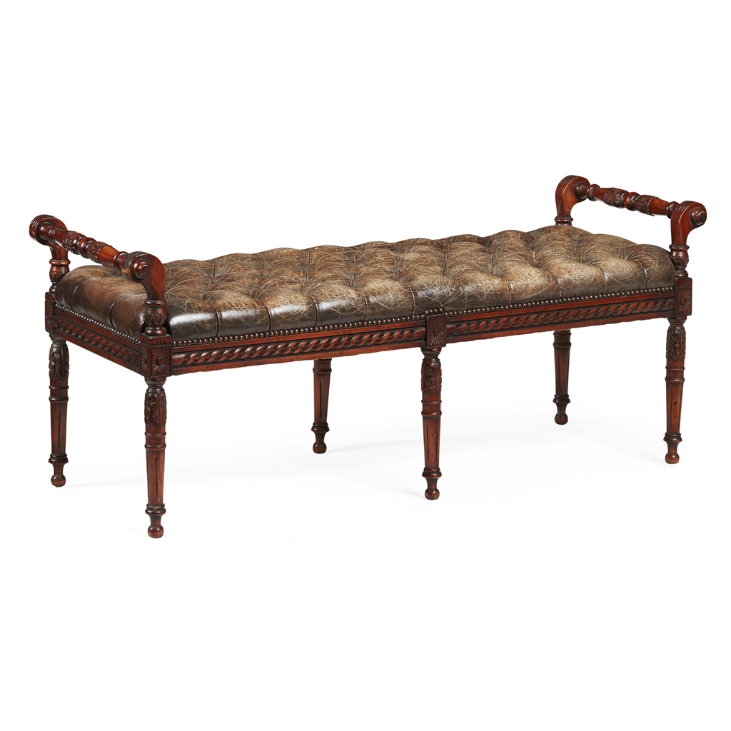 LEATHER UPHOLSTERED HALL BENCH
