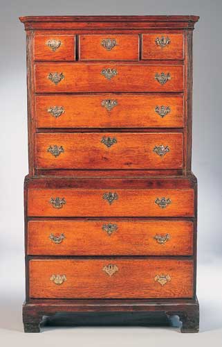 A George III oak chest on chest