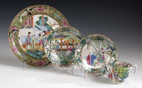 A mid 19th century Canton famille rose part tea set