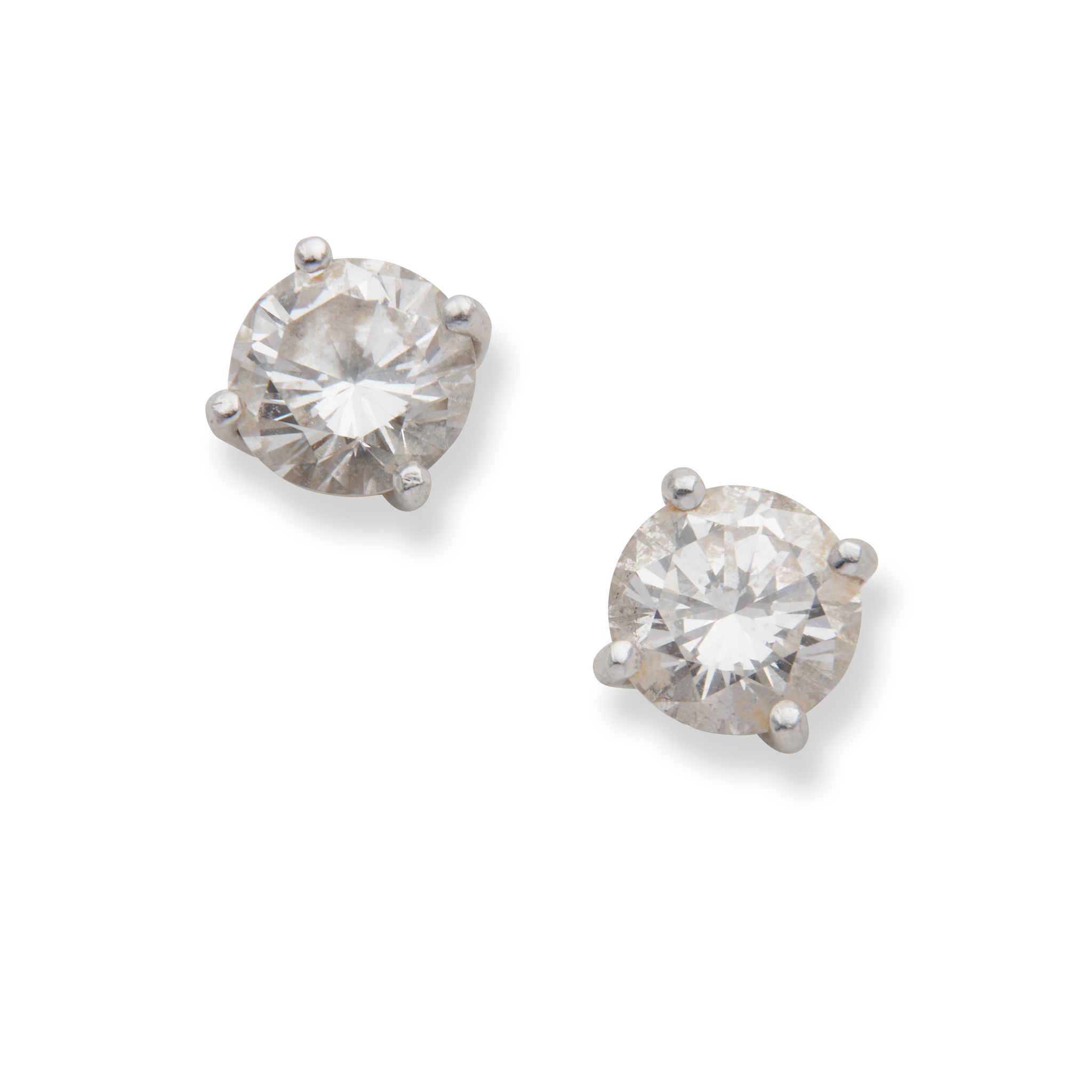 A pair of platinum and diamond earstuds