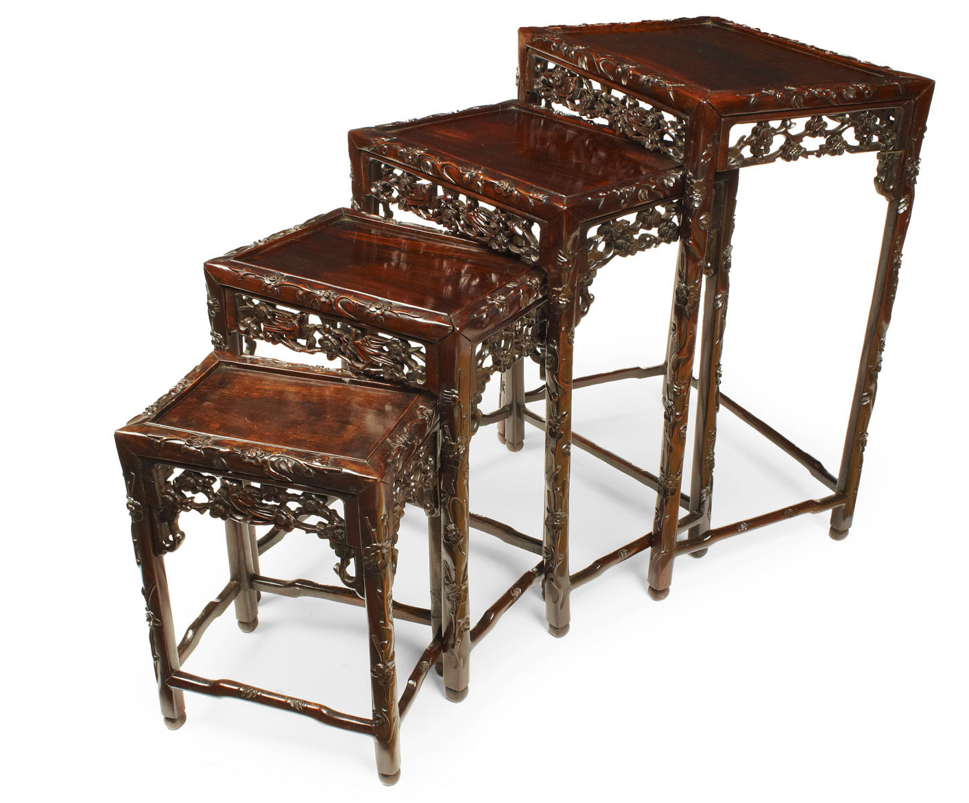 NEST OF CHINESE ROSEWOOD QUARTETTO TABLES