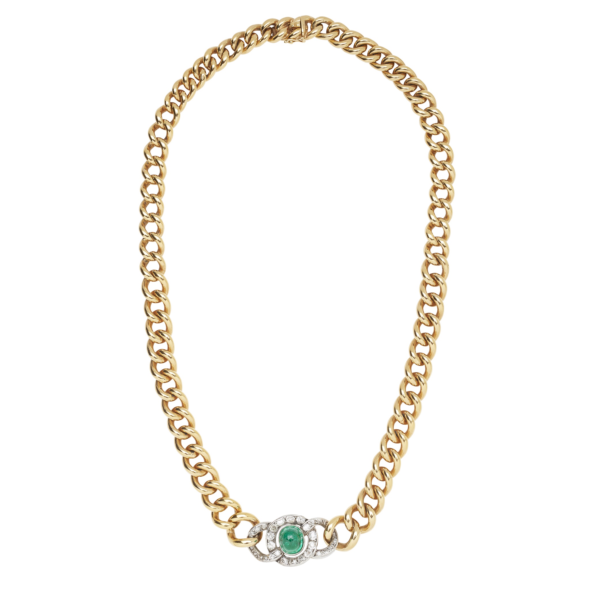 An emerald and diamond set necklace
