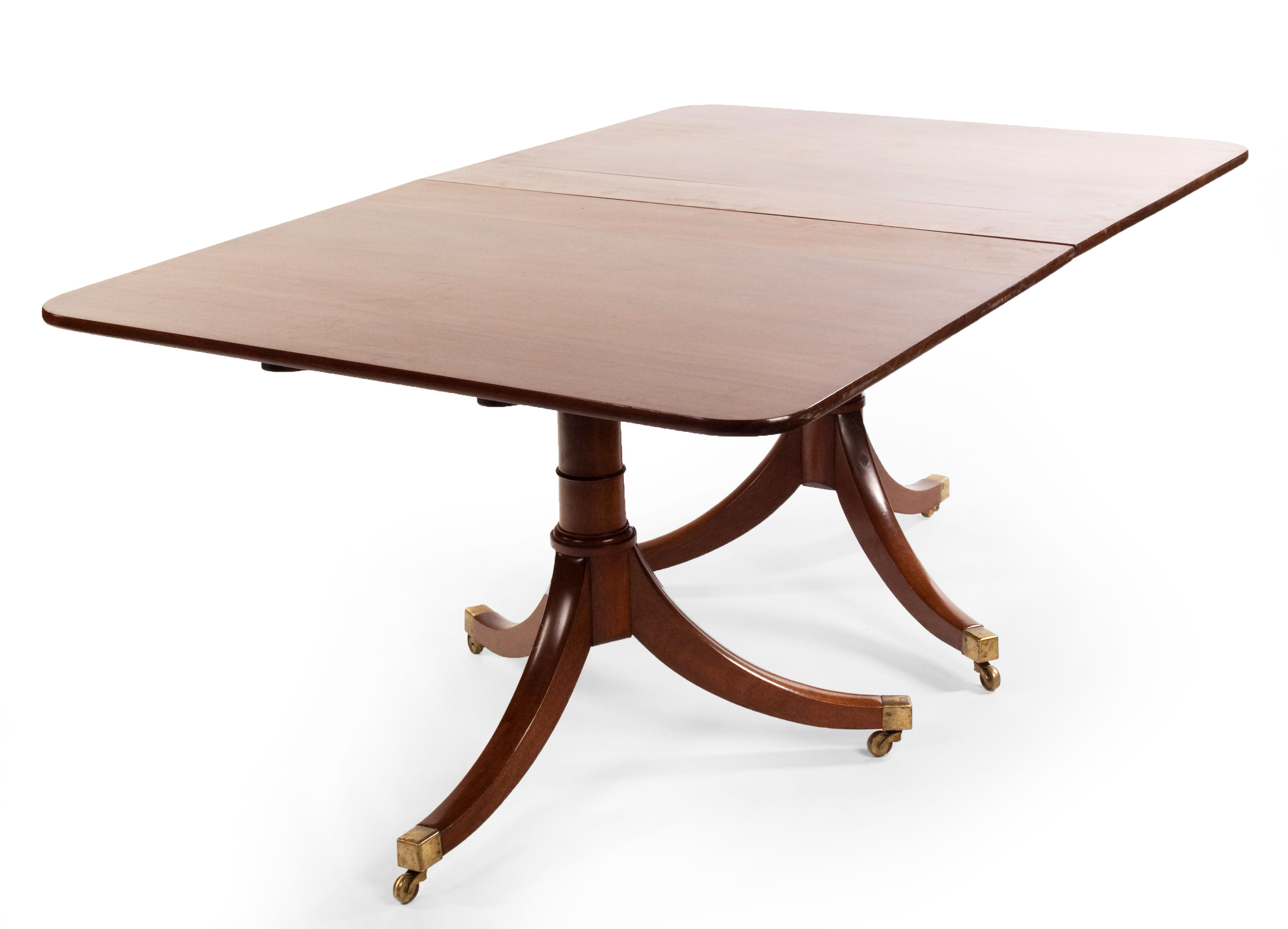 A mahogany twin pedestal dining table