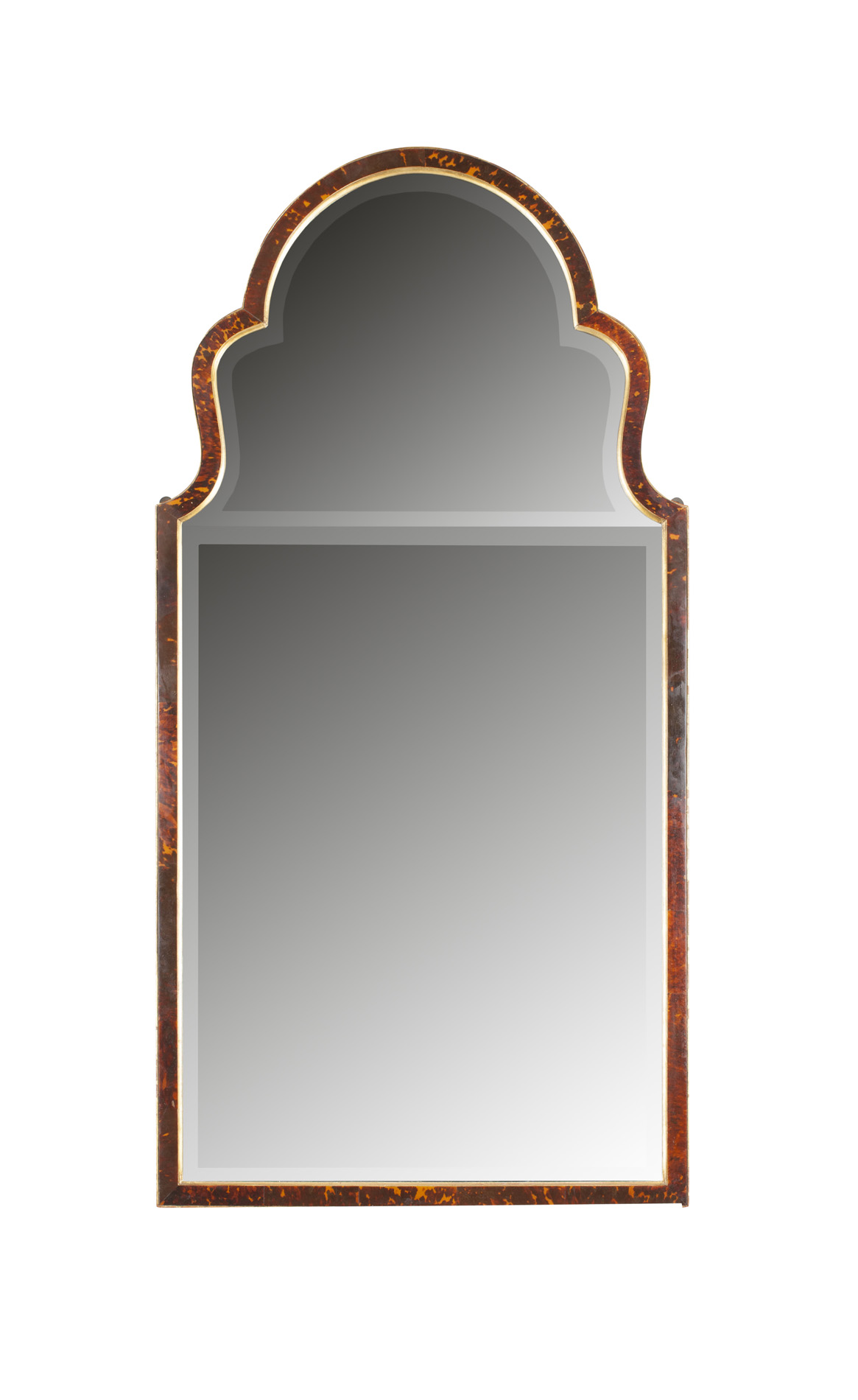 QUEEN ANNE STYLE TORTOISESHELL AND GILT FRAMED MIRROR