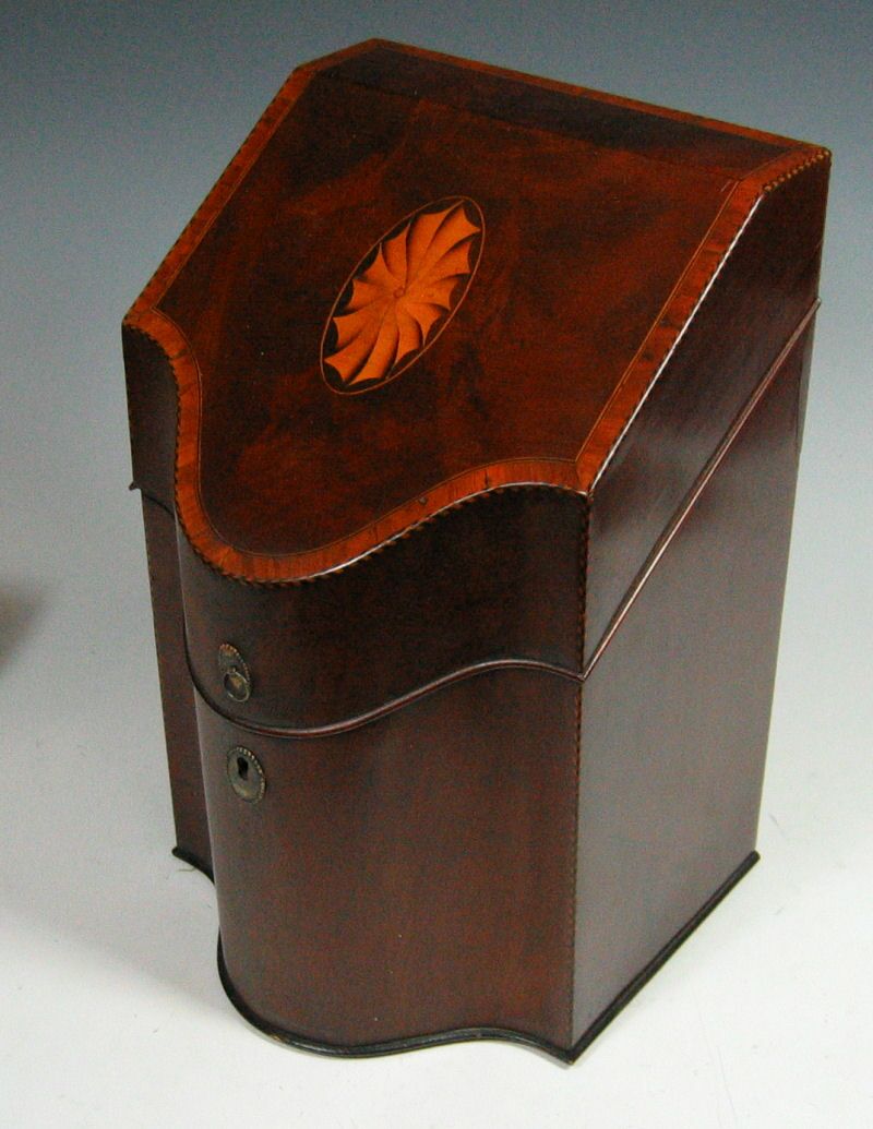 A Georgian mahogany inlaid cutlery box