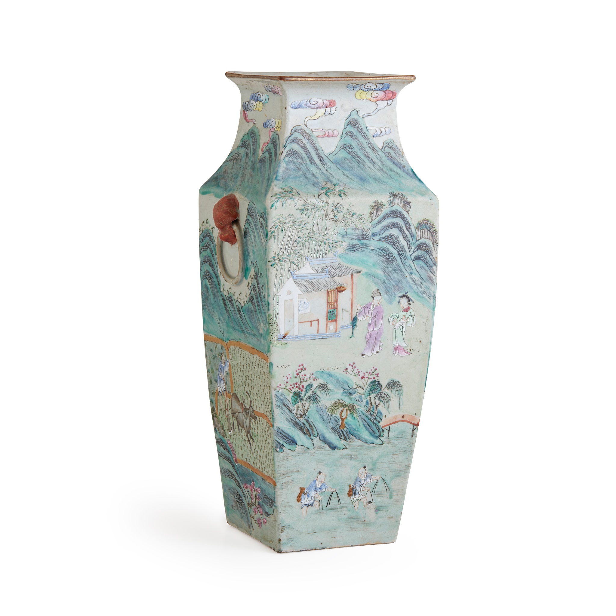 CHINESE FAMILLE ROSE FOUR-SECTIONED VASE