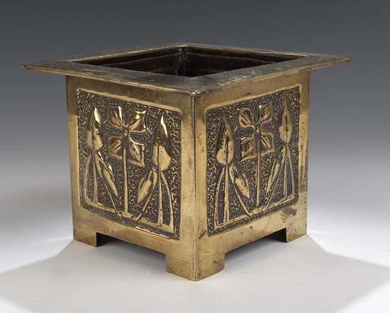 A Scottish Arts and Crafts brass jardiniere