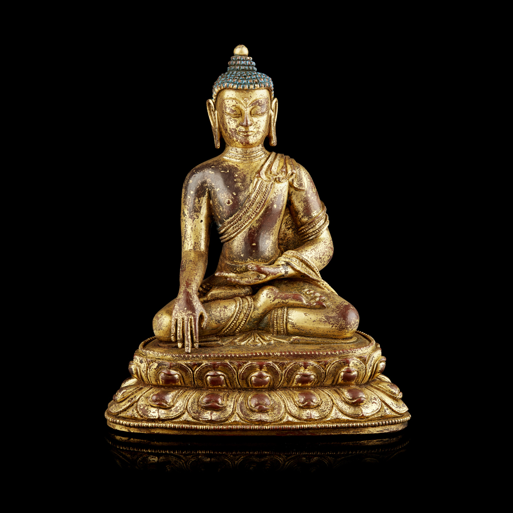 GILT-BRONZE FIGURE OF BUDDHA SHAKYAMUNI