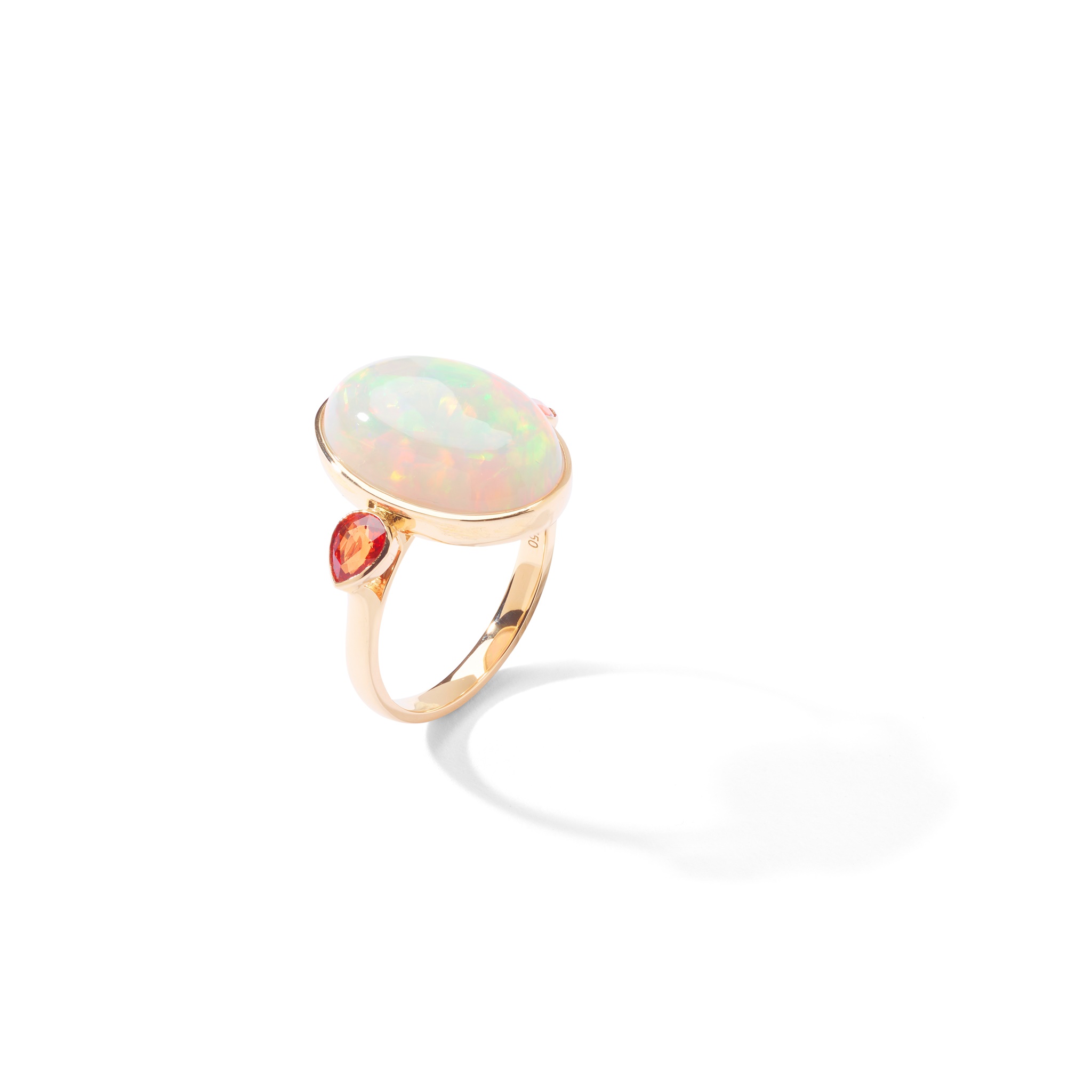 An opal and coloured sapphire ring