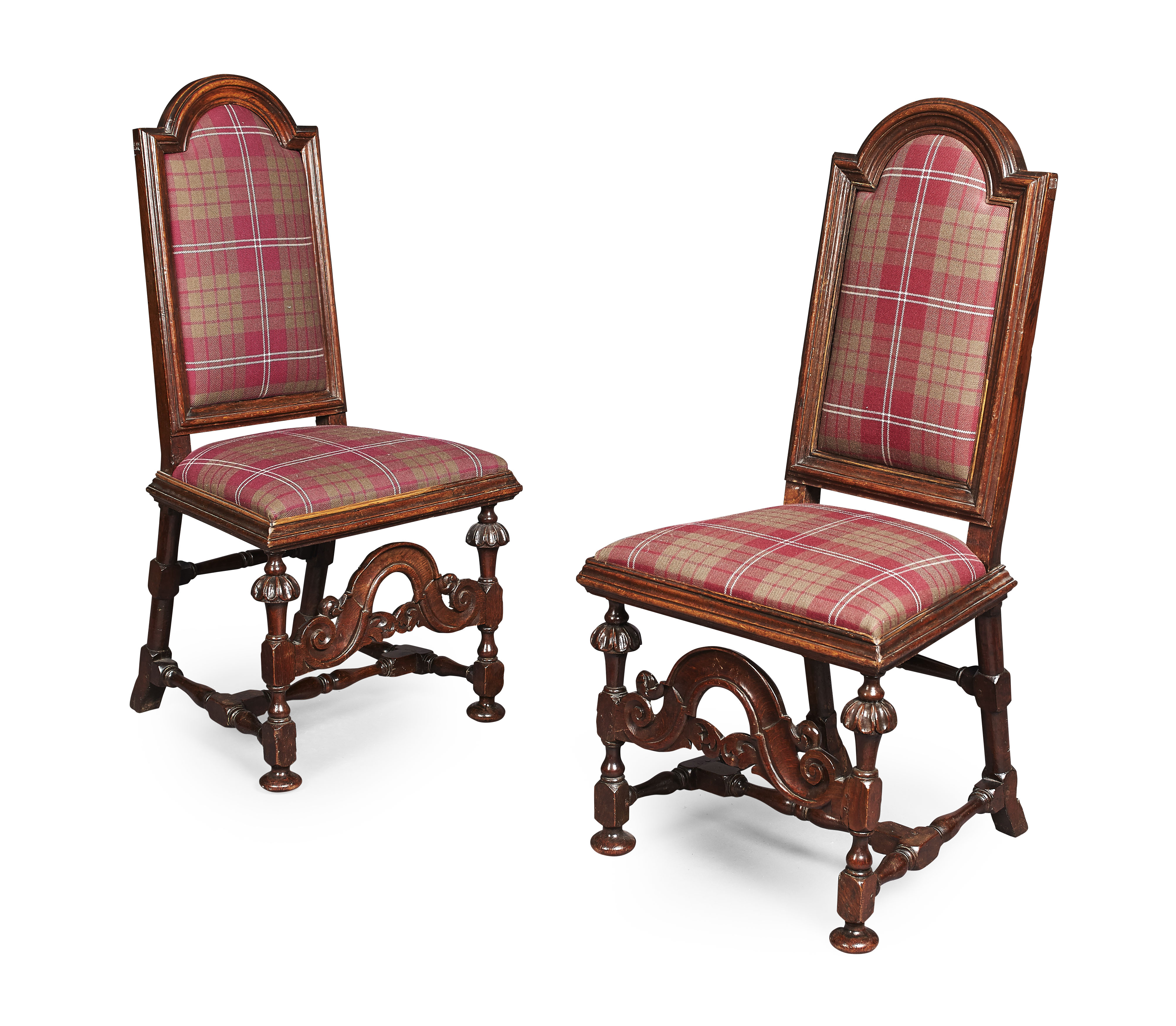 PAIR OF CONTINENTAL OAK AND WALNUT CHAIRS