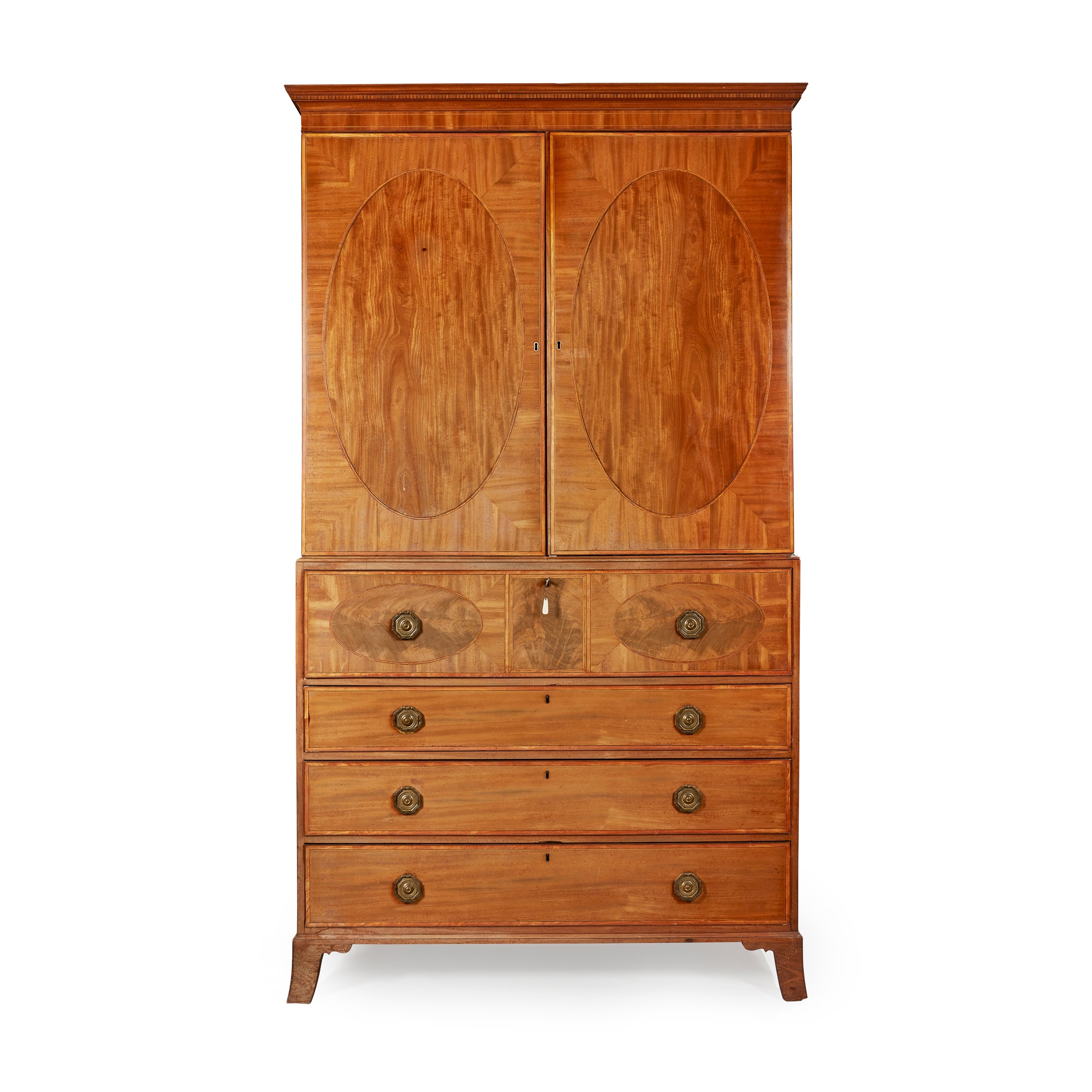 A GEORGE III MAHOGANY SECRETAIRE PRESS CUPBOARD