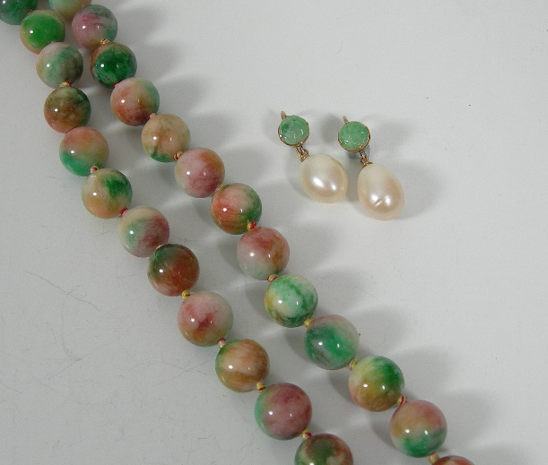 A rainbow jade bead necklace,