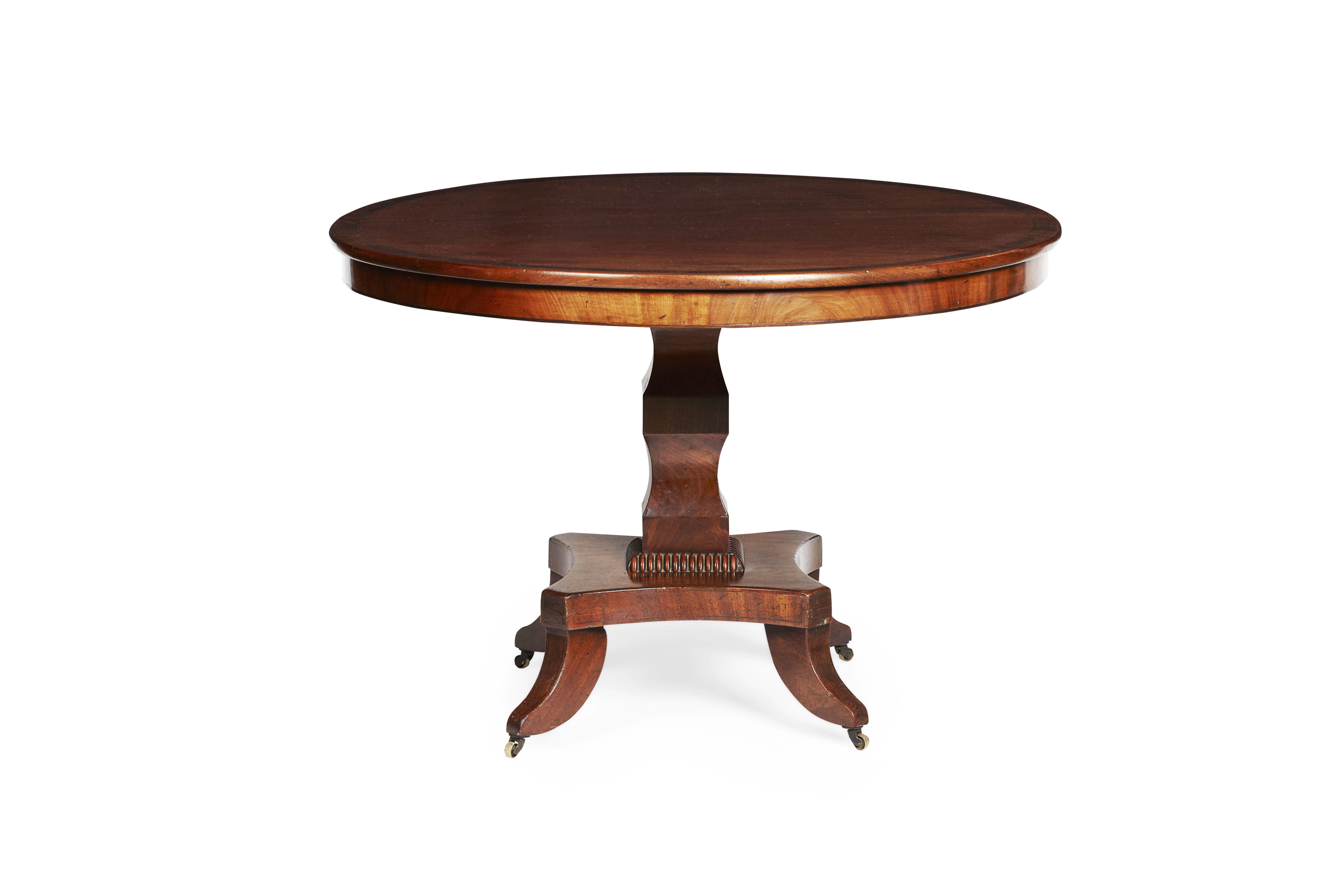 SCOTTISH REGENCY MAHOGANY AND ROSEWOOD BREAKFAST TABLE