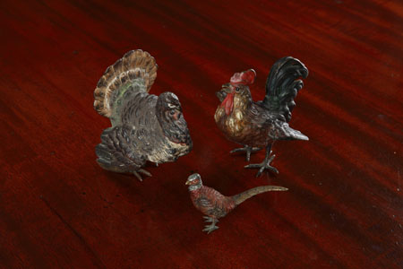 An early 20th century Austrian cold painted bronze cockerel