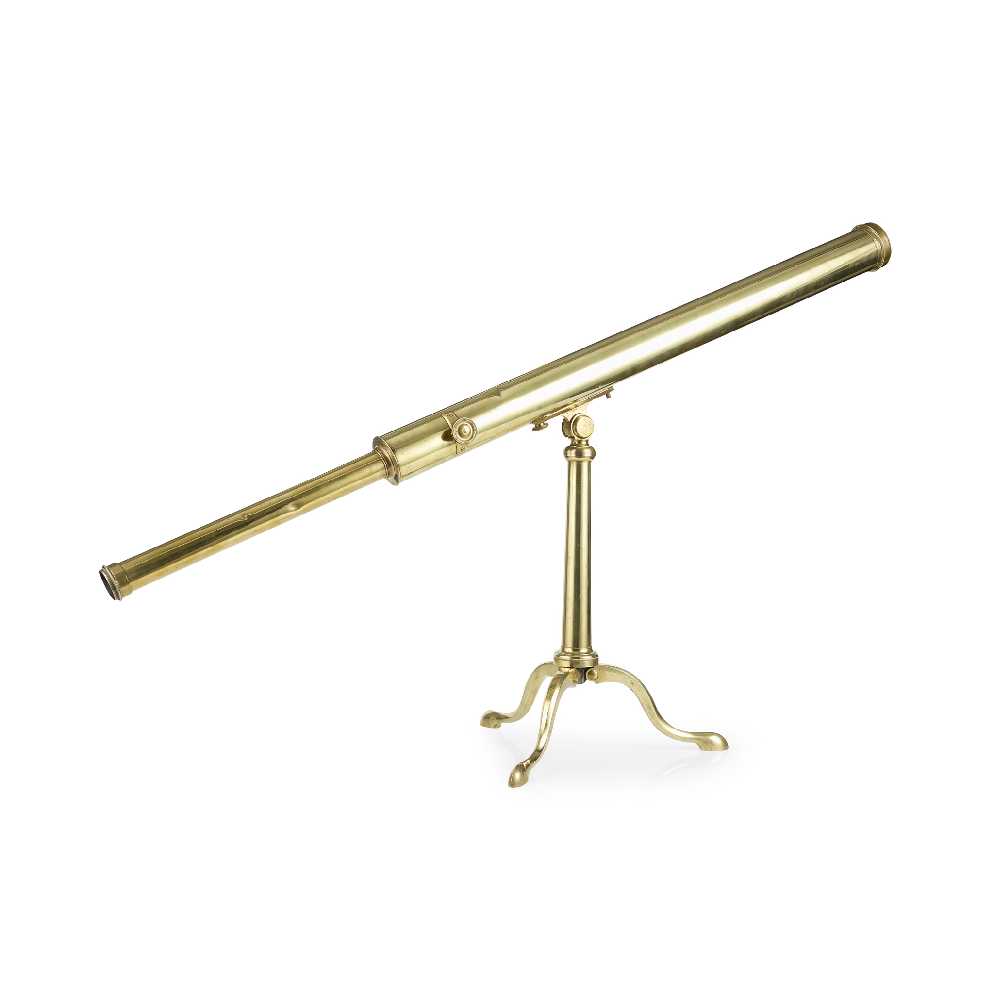 ENGLISH LACQUERED BRASS 2 1/2 INCH REFRACTING TABLE TELESCOPE, BY D ADAMS, CHARING CROSS