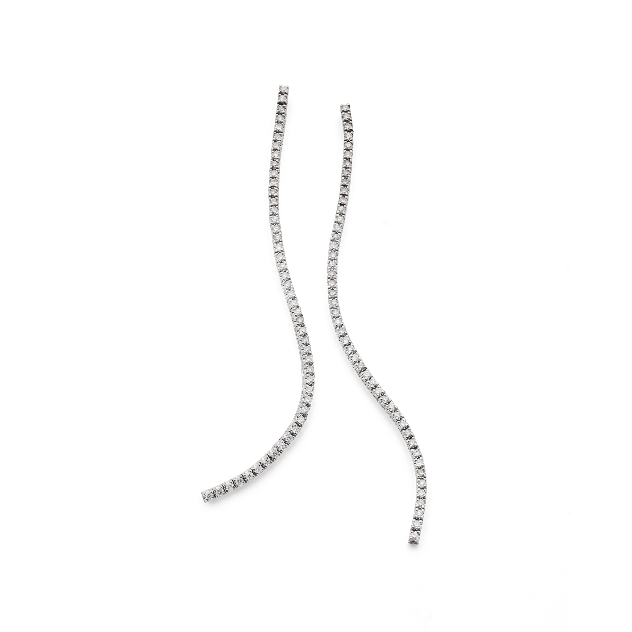 A pair of diamond pendent earrings