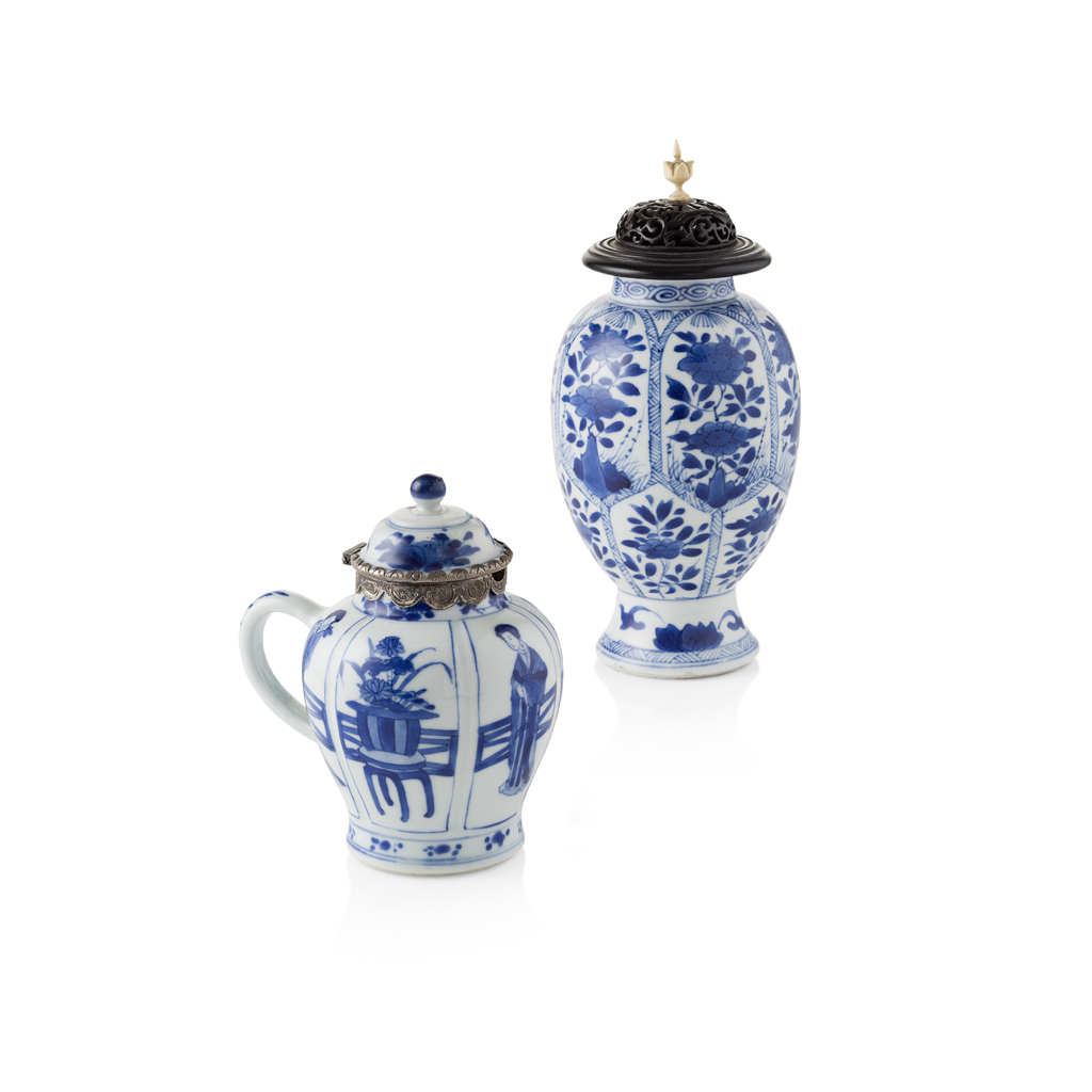 TWO BLUE AND WHITE ARTICLES