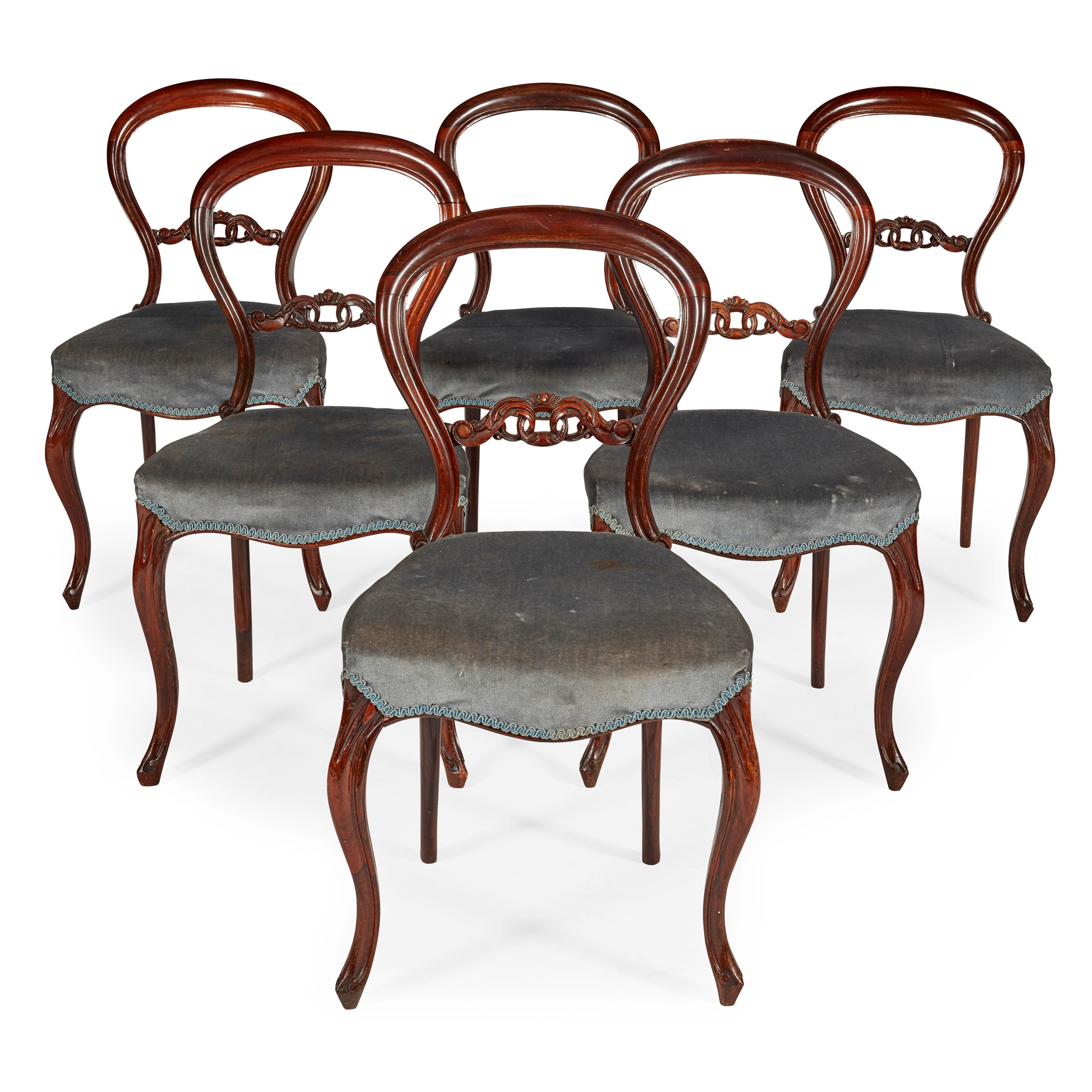 SET OF SIX EARLY VICTORIAN ROSEWOOD SIDE CHAIRS