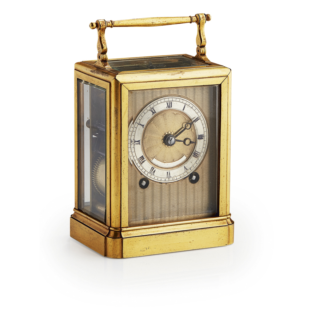 FRENCH GILT BRASS CARRIAGE CLOCK, ATTRIBUTED TO PAUL GARNIER, PARIS