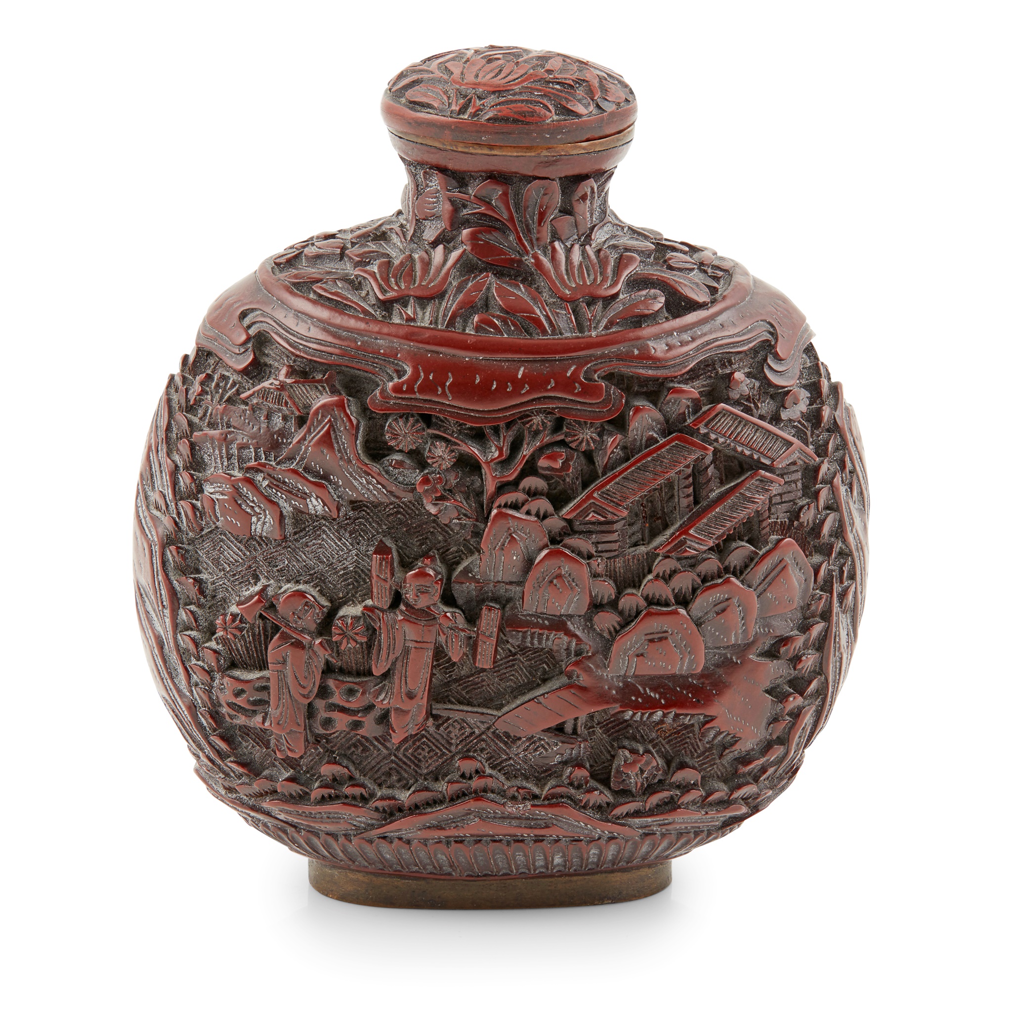 CINNABAR LACQUER SNUFF BOTTLE