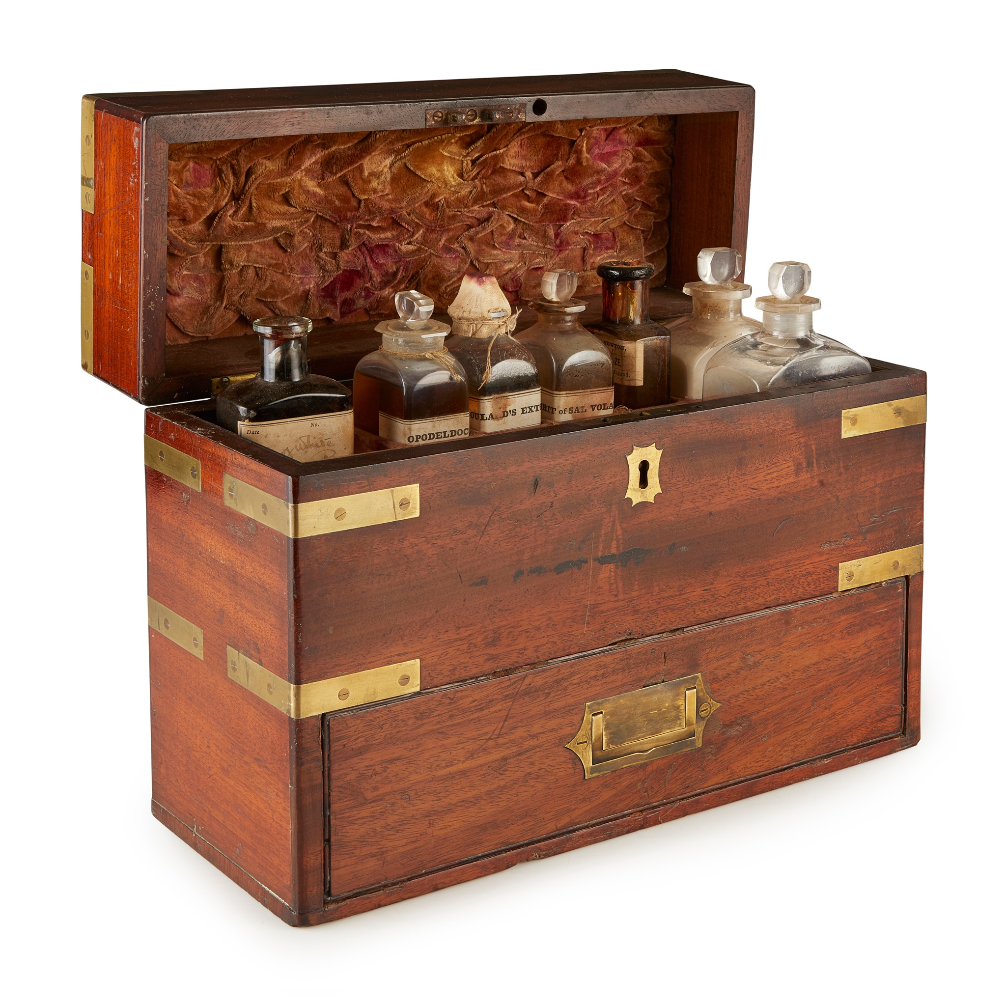 MAHOGANY BRASS BANDED PHYSICIAN'S BOX