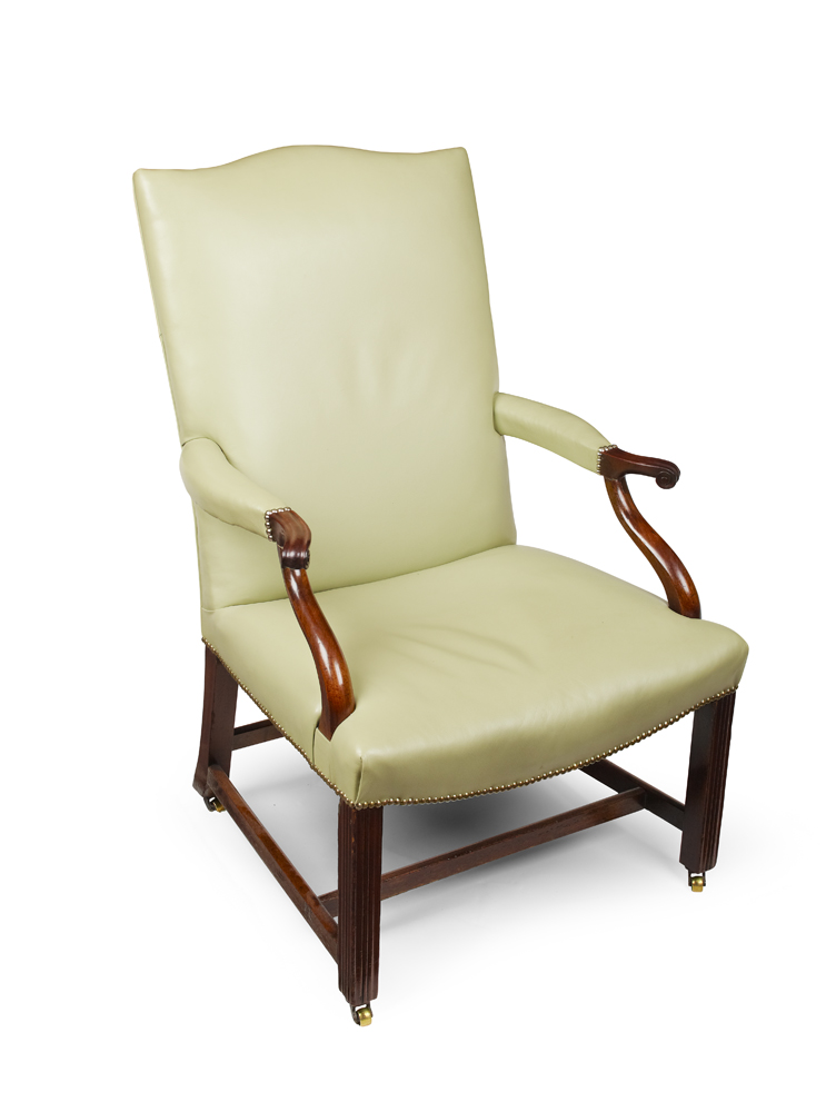 MAHOGANY FRAMED RAEBURN ARMCHAIR