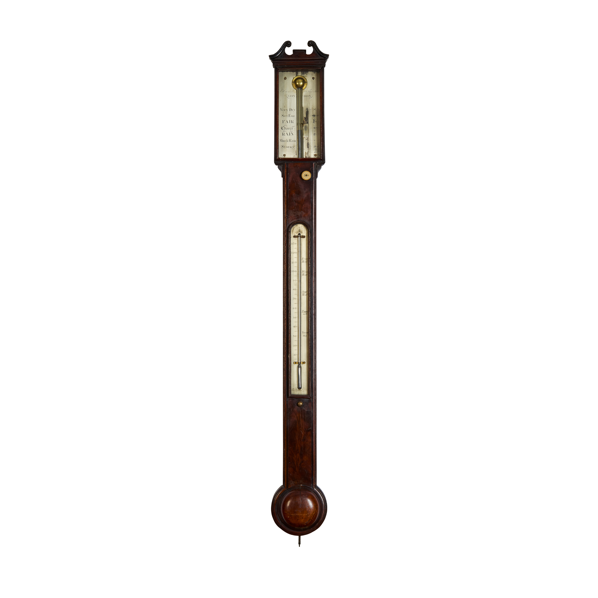 GEORGE IV MAHOGANY STICK BAROMETER BY RICHARD EBSWORTH, LONDON