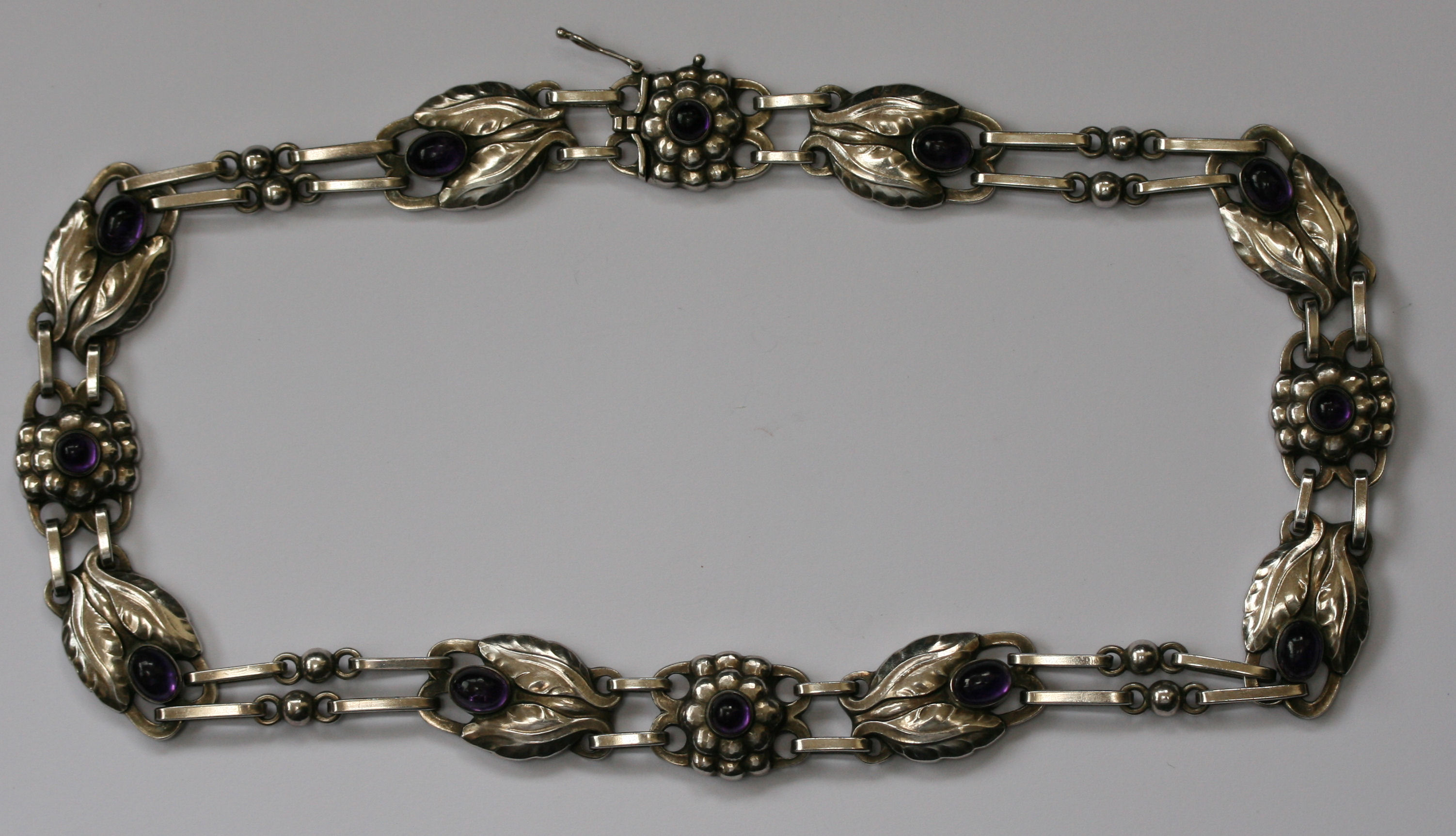 Georg Jensen - a silver and amethyst necklace