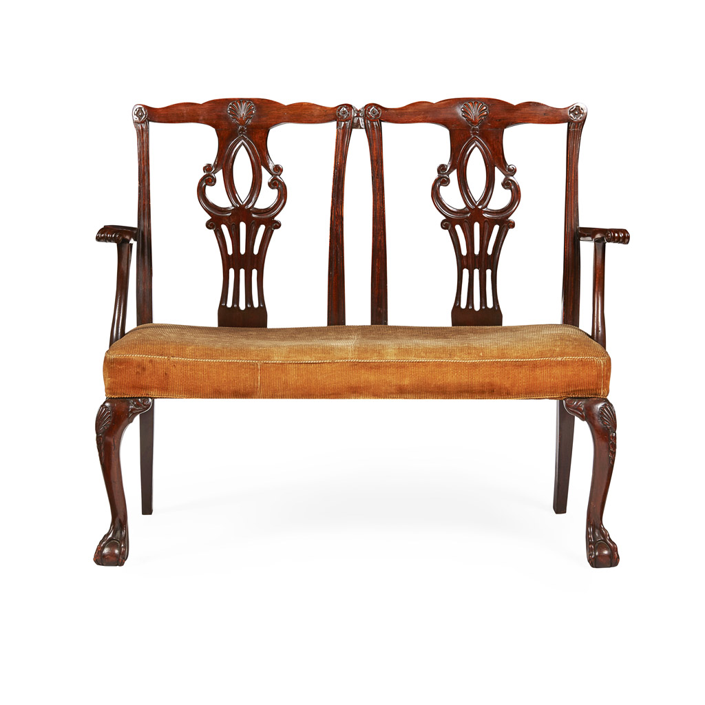 GEORGIAN MAHOGANY DOUBLE CHAIR BACK SETTEE
