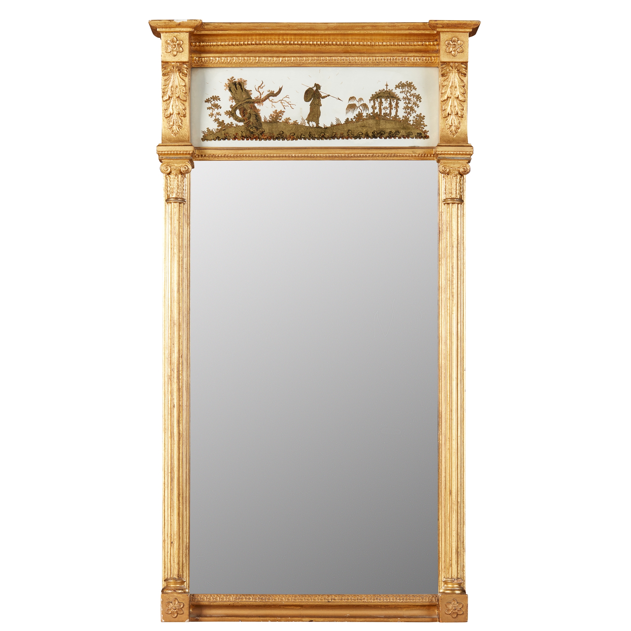 REGENCY GILTWOOD AND VERRE EGLOMISE PIER MIRROR