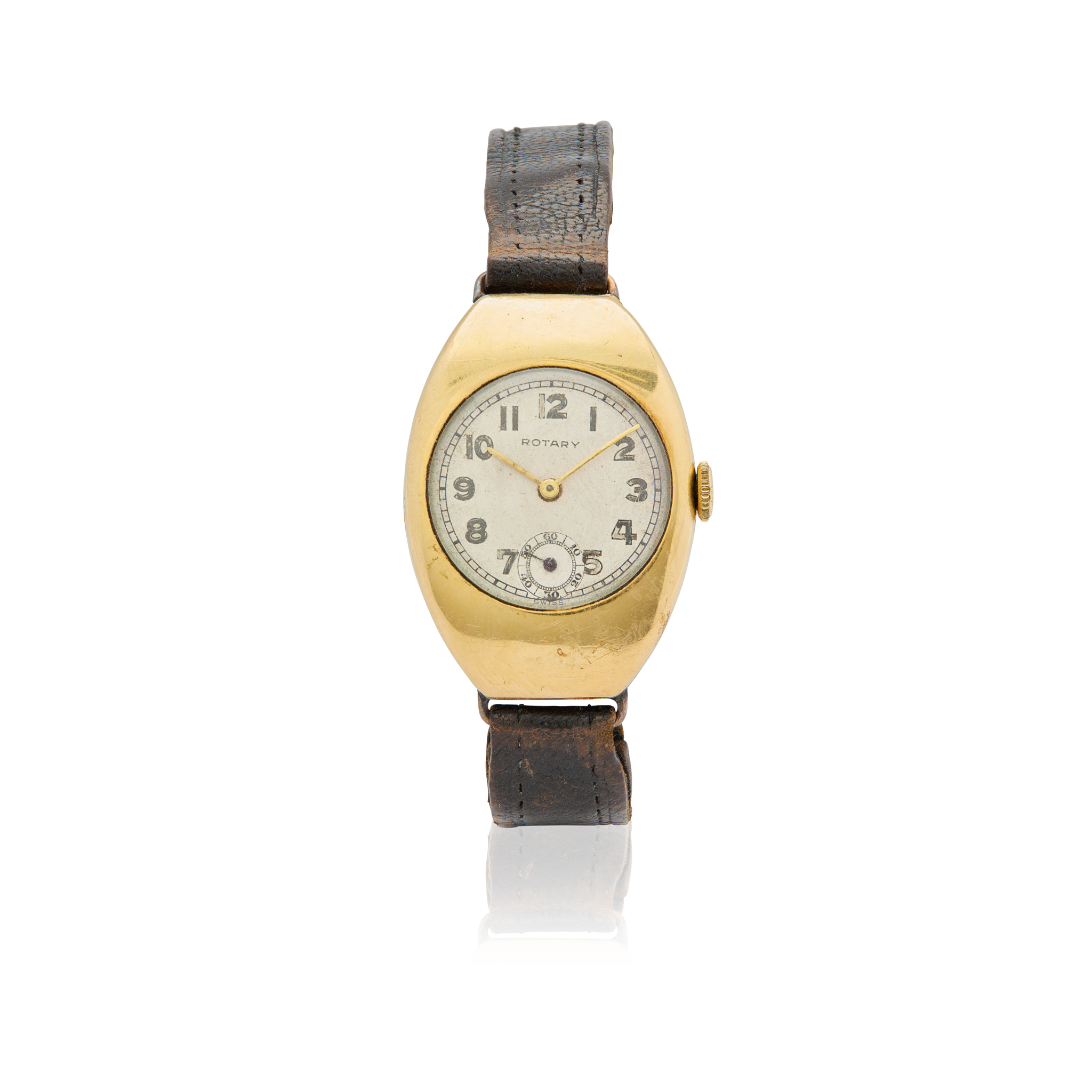 Rotary. An 18k gold tonneau shape mechanical wristwatch
