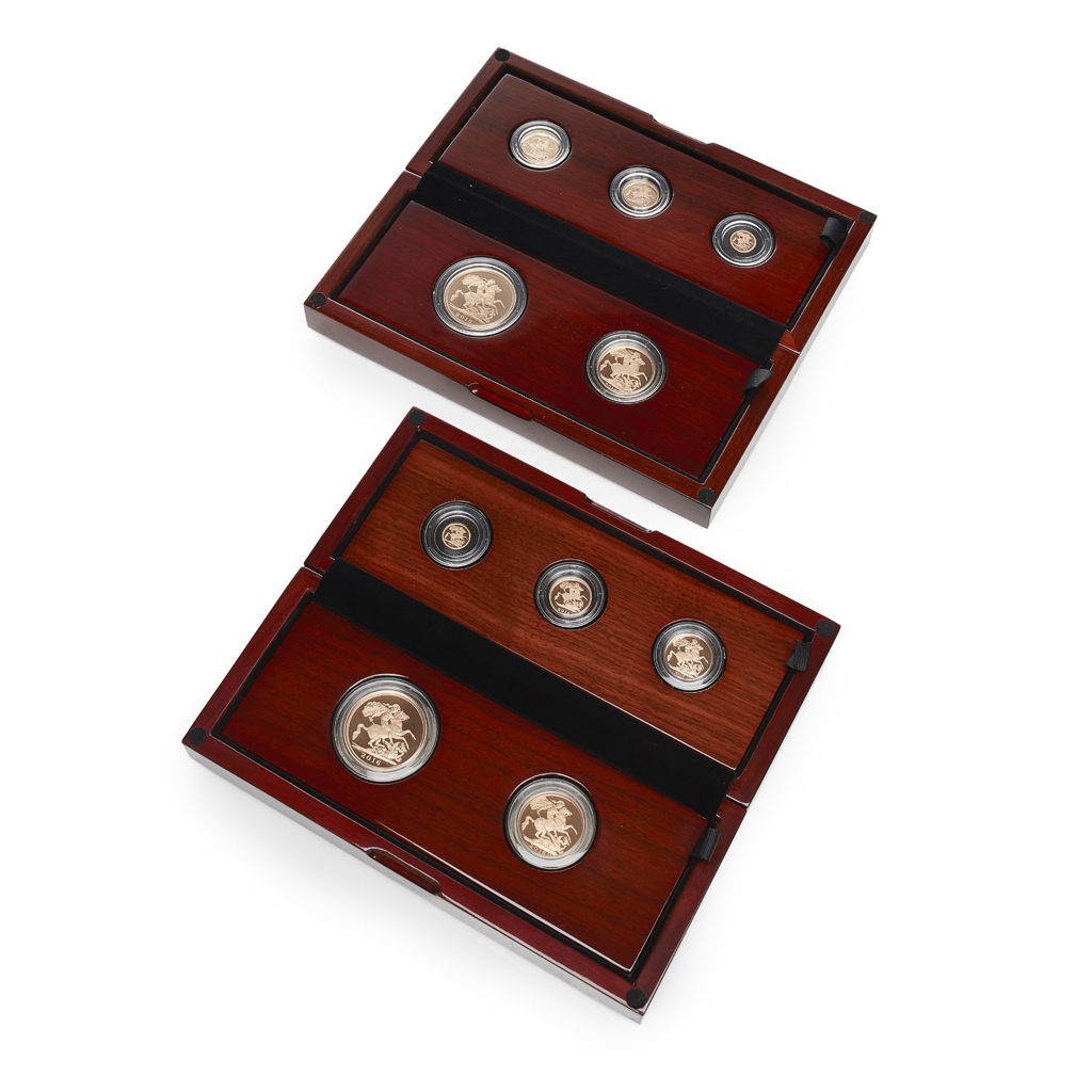 U.K. - A cased box with two gold proof year sets