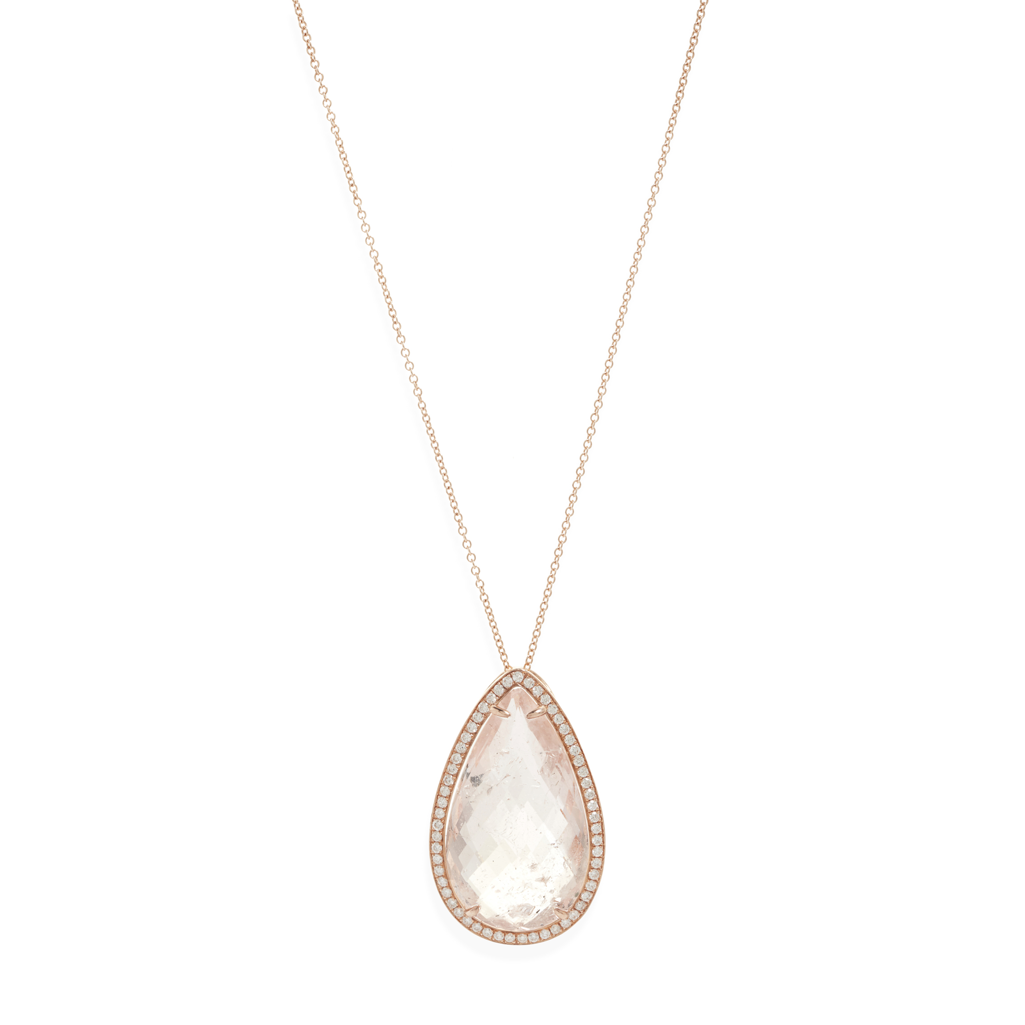 A morganite and diamond pendant necklace