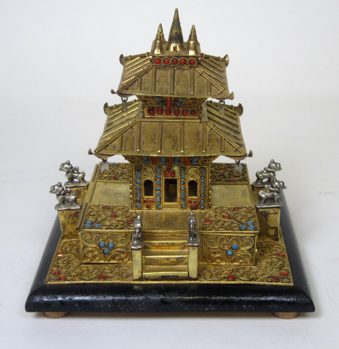 CHINESE GILT METAL TEMPLE MODEL