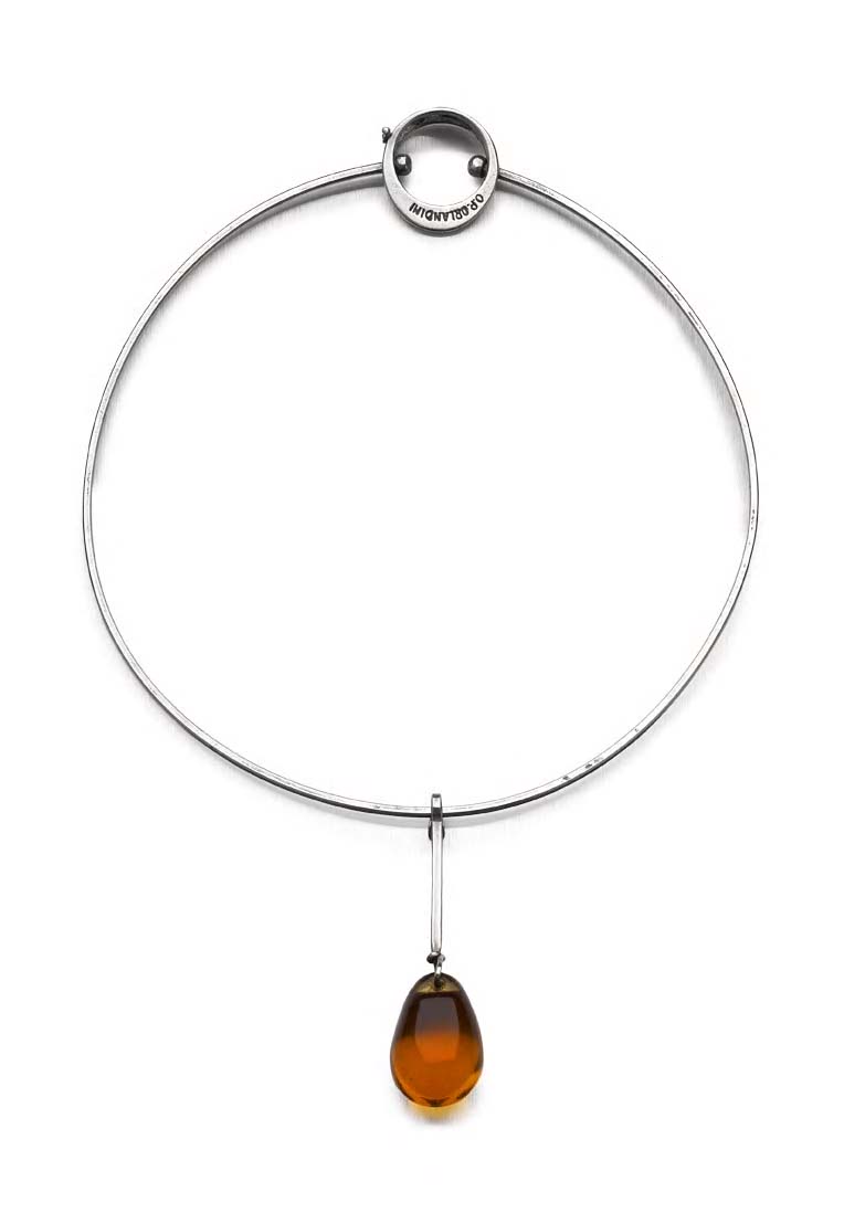 ORLANDO PALADINO ORLANDINI - a 1960's orange paste pendant and neck ring,