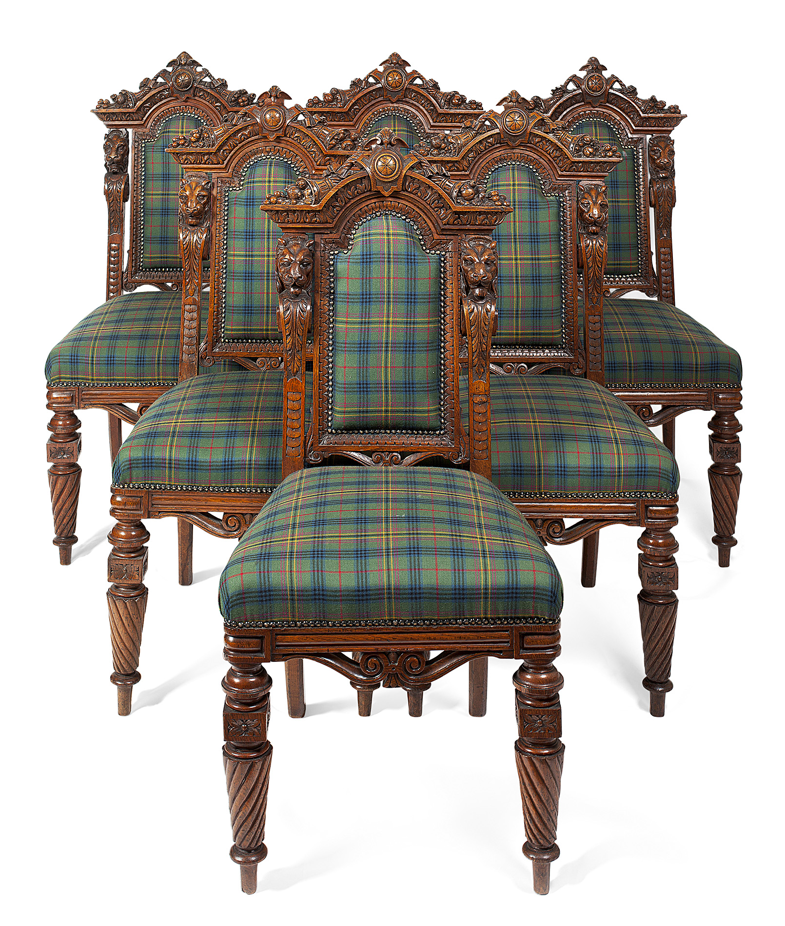 SET OF SIX VICTORIAN OAK DINING CHAIRS