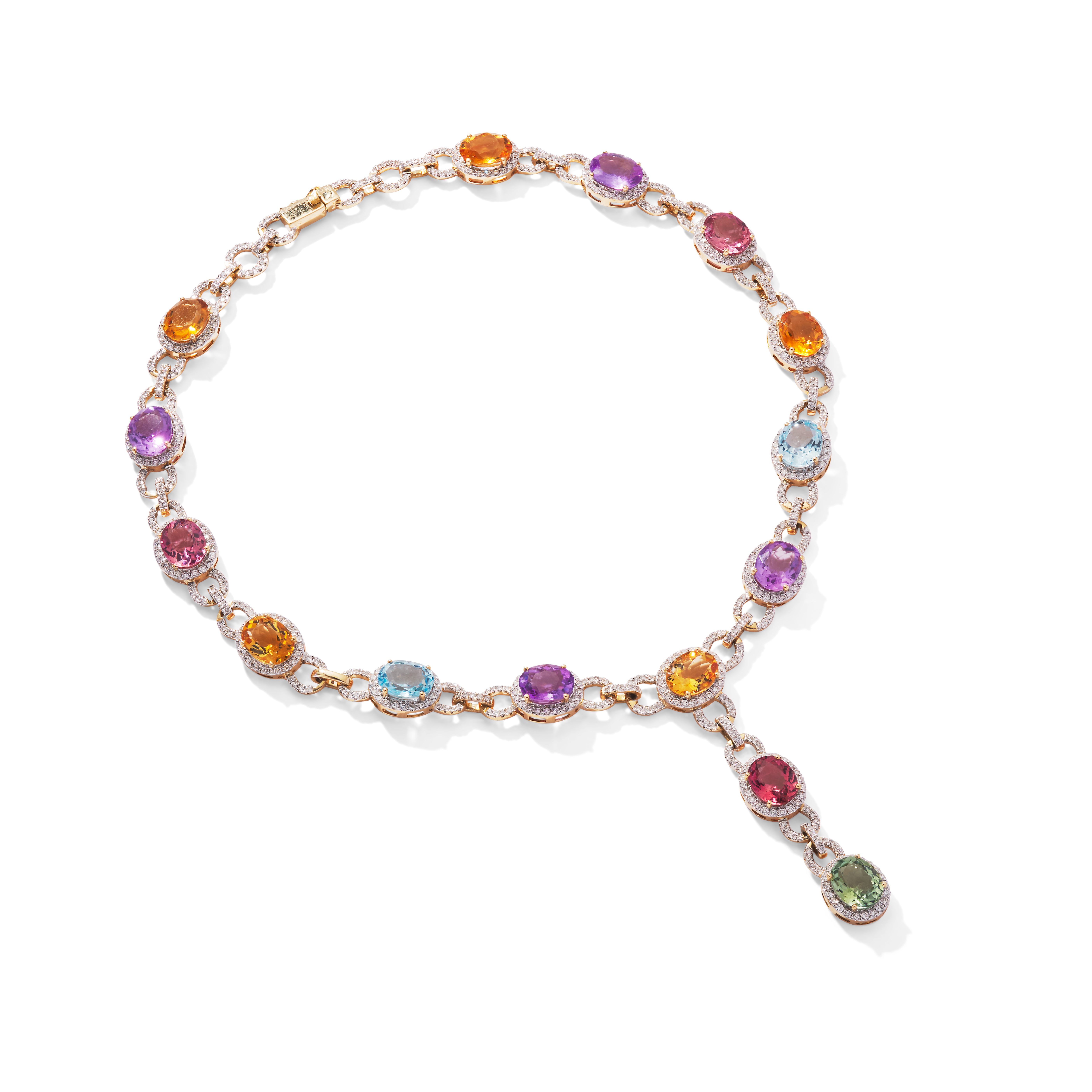 A diamond and multi-gem necklace